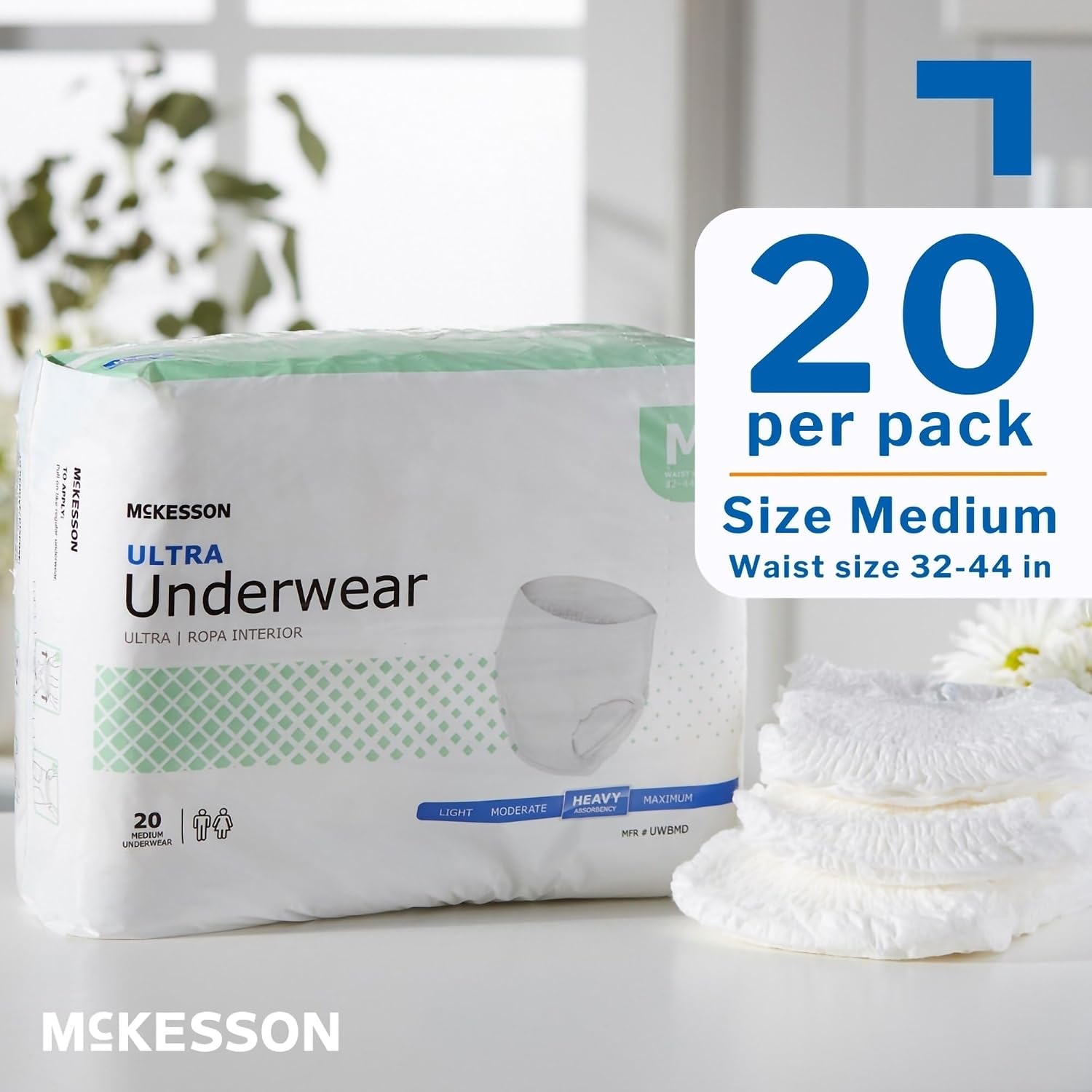 McKesson Ultra Adult Incontinence Underwear, Heavy Absorbency, 44 in, 80 ct | Postpartum and Incontinence Support