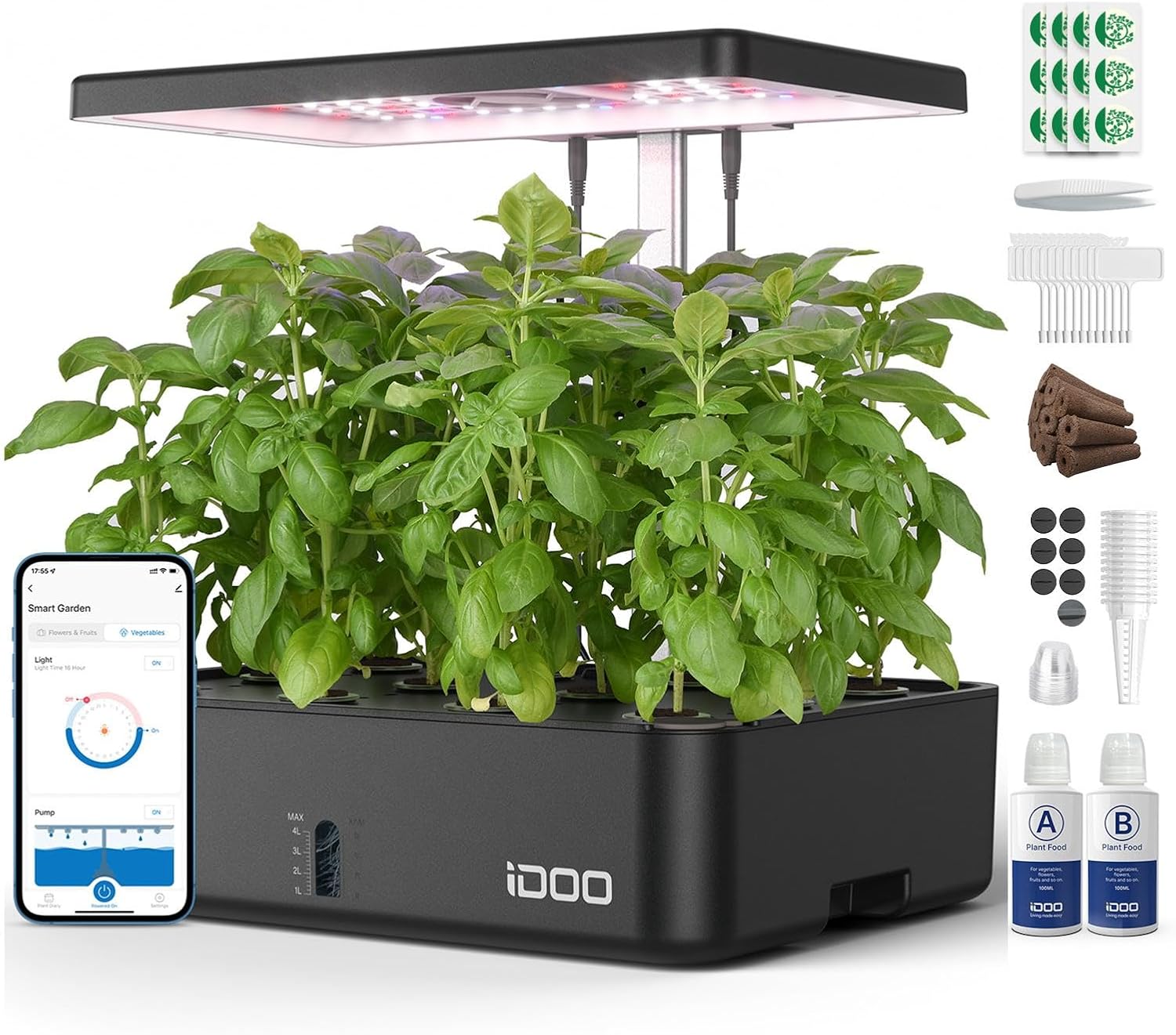 iDOO 12Pods Hydroponics Growing System Garden with LED Grow Light