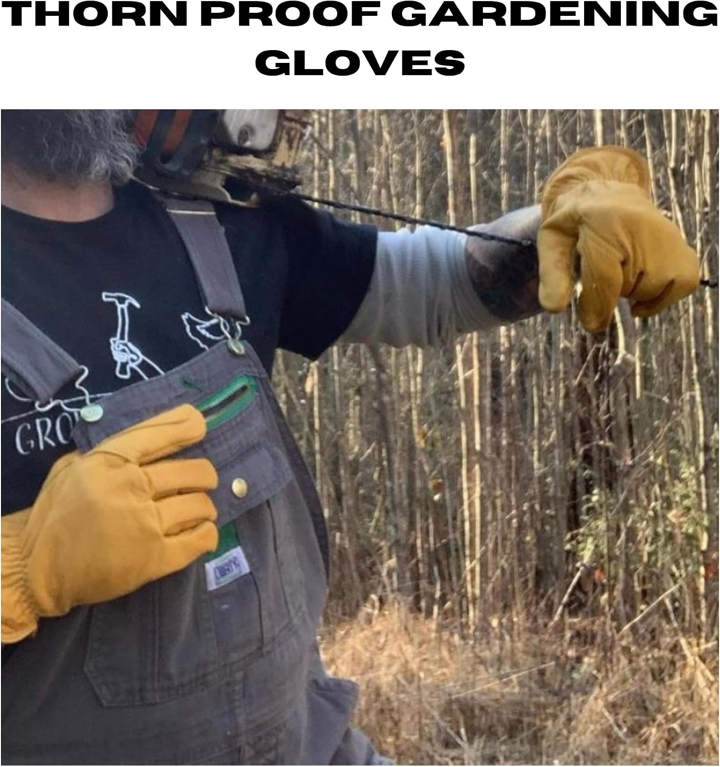 Iron Fencer Leather Work Glove - 207 Medium Cowhide Leather Fencing Gloves for Men Heavy Duty Double Palm, Ranch, 207M