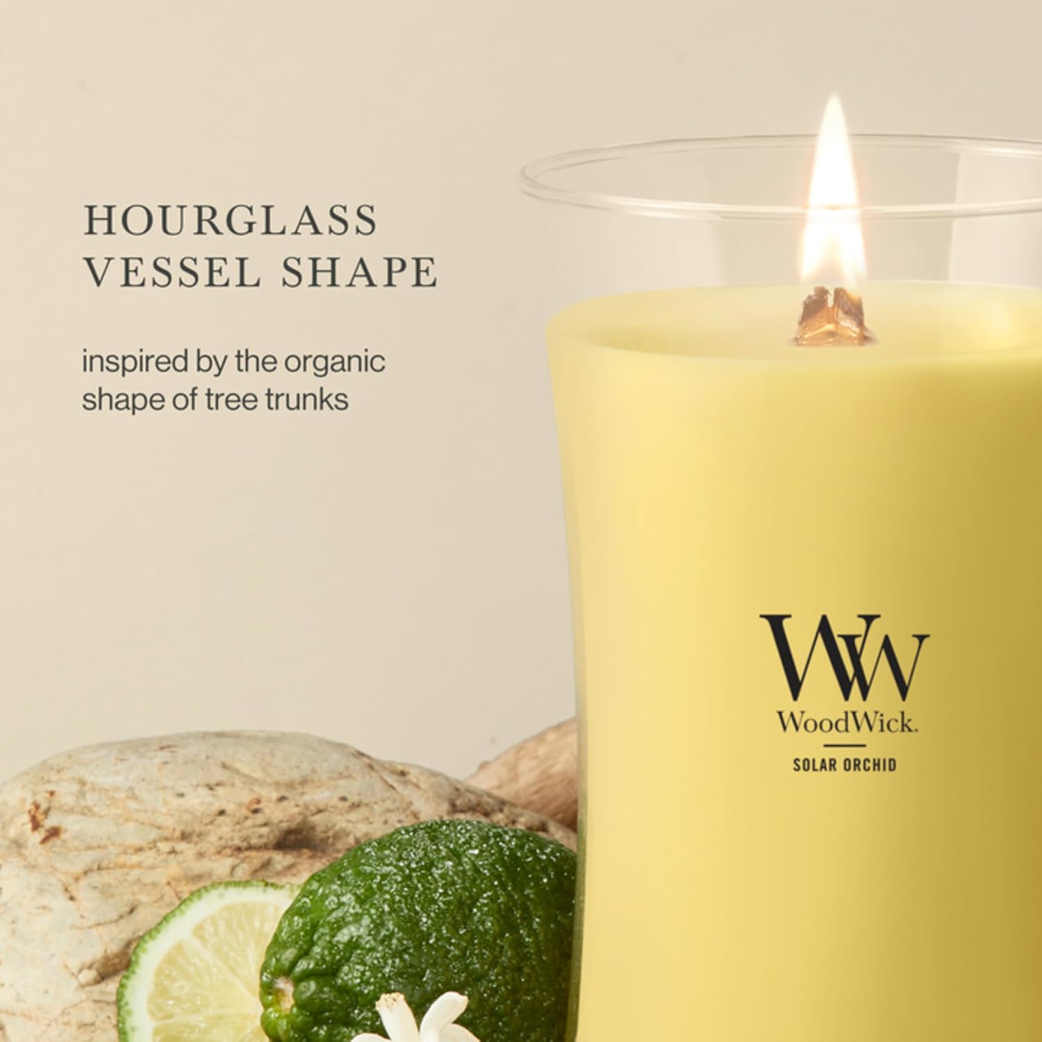 WoodWick Lavender Spa Gifts for Women and Men, 9.7 oz Medium Hourglass Candle with Crackling Wick