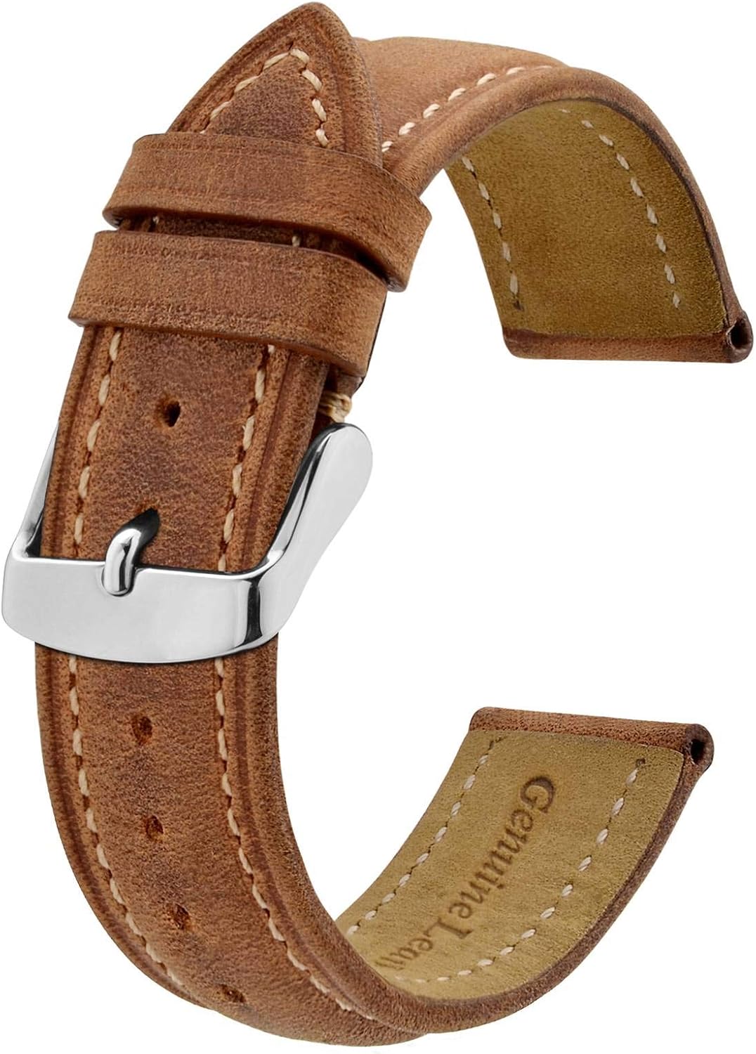 BISONSTRAP Watch Strap, Vintage Leather Replacement Bracelet, Band Width-14mm 15mm 16mm 17mm 18mm 19mm 20mm 21mm 22mm 23mm 24mm