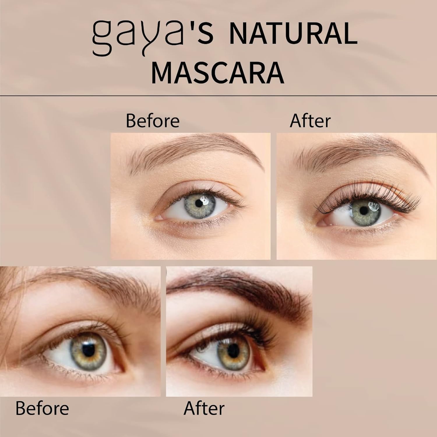 Vegan Black Mascara for Sensitive Eyes, Natural Hypoallergenic mascara, Buildable Lengthening and Volumizing for Natural Looking, Cruelty Free, Ophthalmologist Tested- By Gaya cosmetics