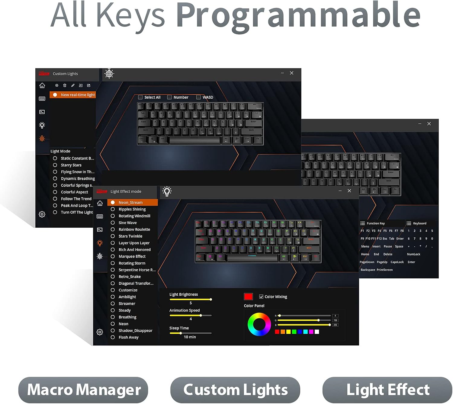 RK ROYAL KLUDGE RK61 Wireless Mechanical Keyboard, 60% Percent RGB, White | Hot Swappable Gaming Keyboard with Bluetooth/2.4G/USB, 61 Keys Ultra-Compact for Win/Mac/PC, Coiled Cable, Linear Red Switch