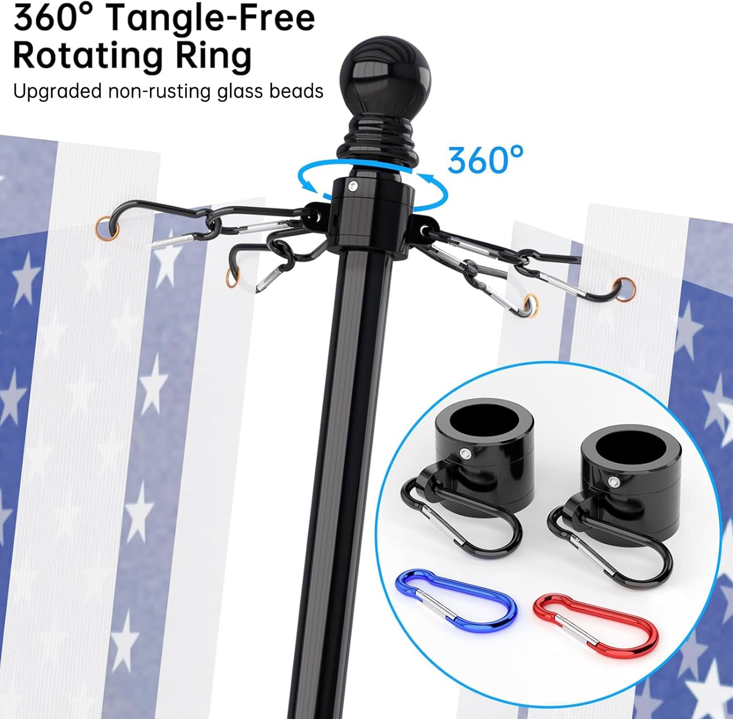 ZMTECH Flag Pole - Upgraded Bracket, 6 FT Stainless Steel Flag Poles for Outside House, Residential or Commerical