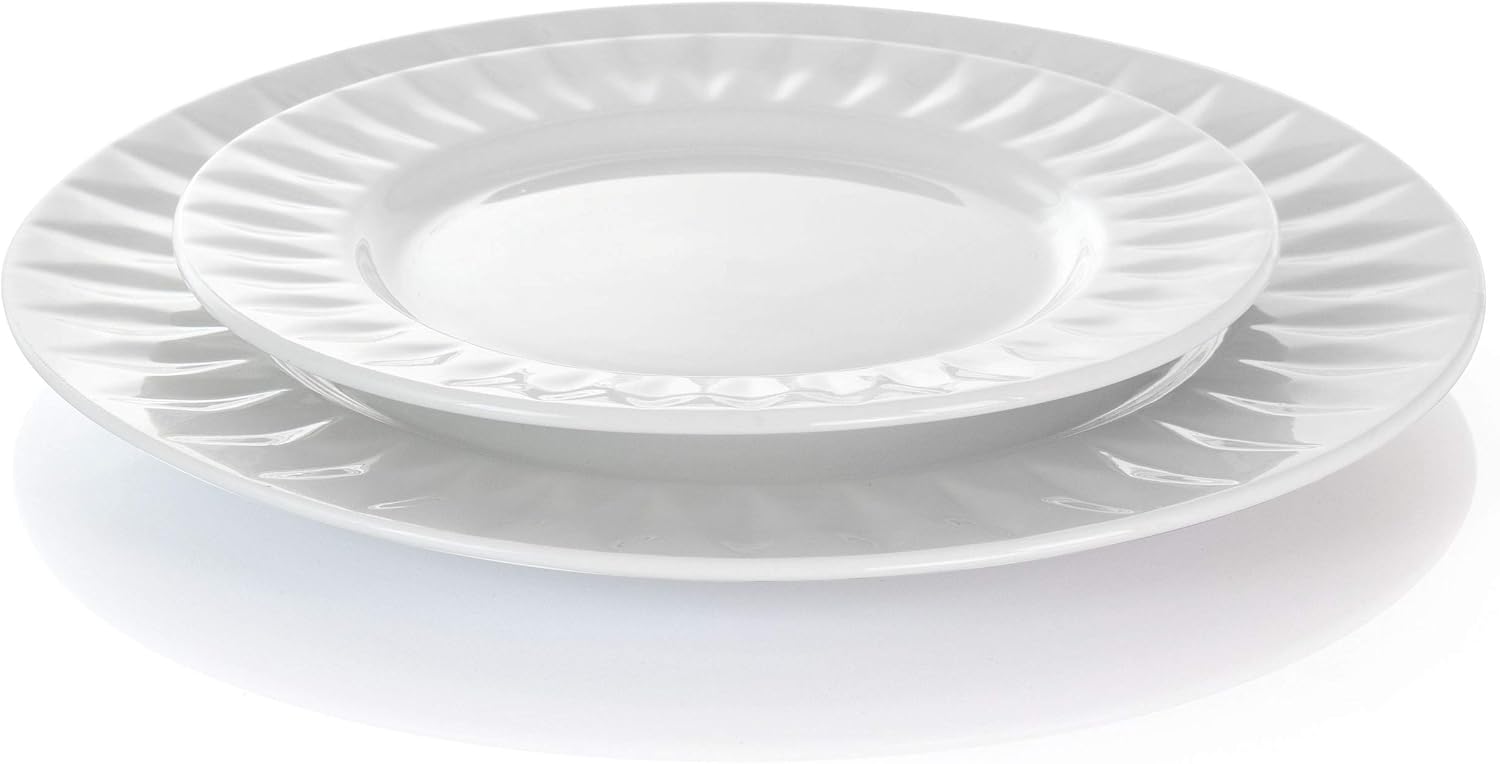 Elama White Porcelain Dish Dinnerware Set, 18 Piece, Newman