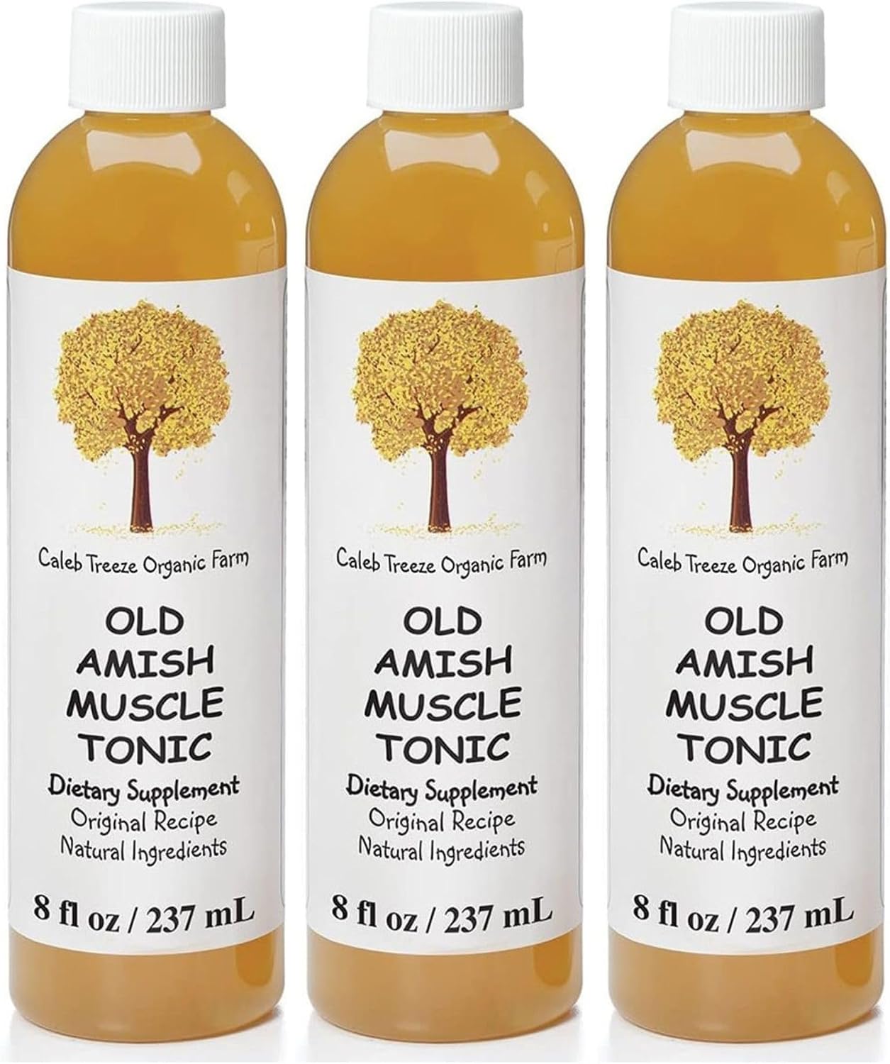 Caleb Treeze Old Amish Muscle Tonic 8 fl oz, Restless Legs, Muscle Cramps & Spasm Relief, Leg Cramps Relief, Foot Cramps Relief- Pack of 3