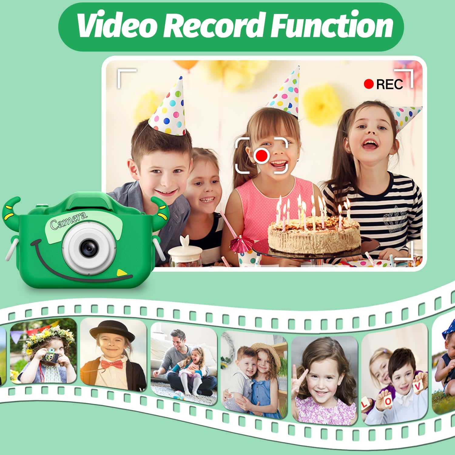 Goopow Kids Camera Toys for 3-8 Year Old Girls Boys,Children Digital Video Camcorder Camera with Cartoon Soft Cover, Best Chritmas Birthday Festival Gift for Kids
