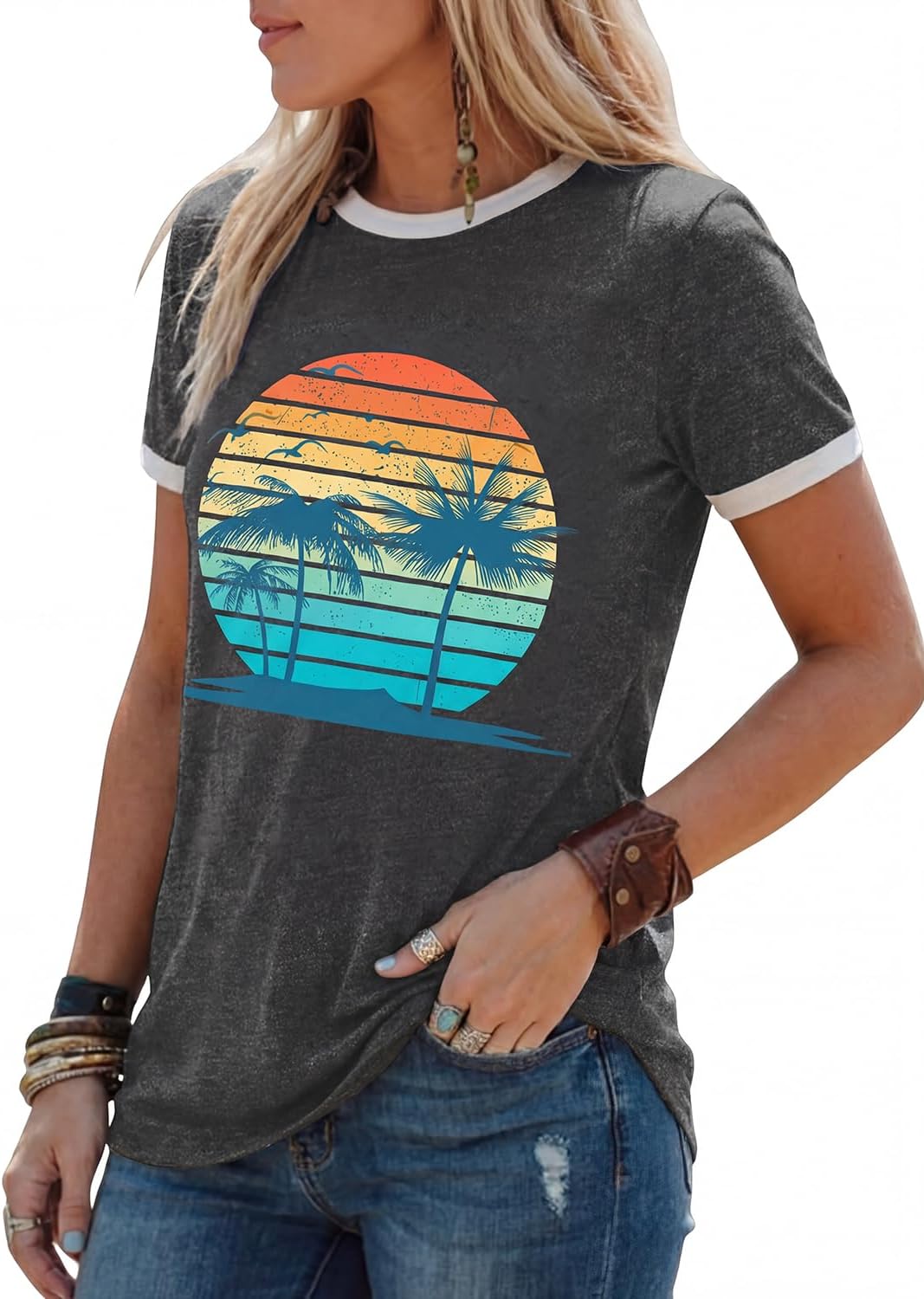 YEXIPO Graphic Tees for Women Short Sleeve Summer Tops Casual Cute T Shirts
