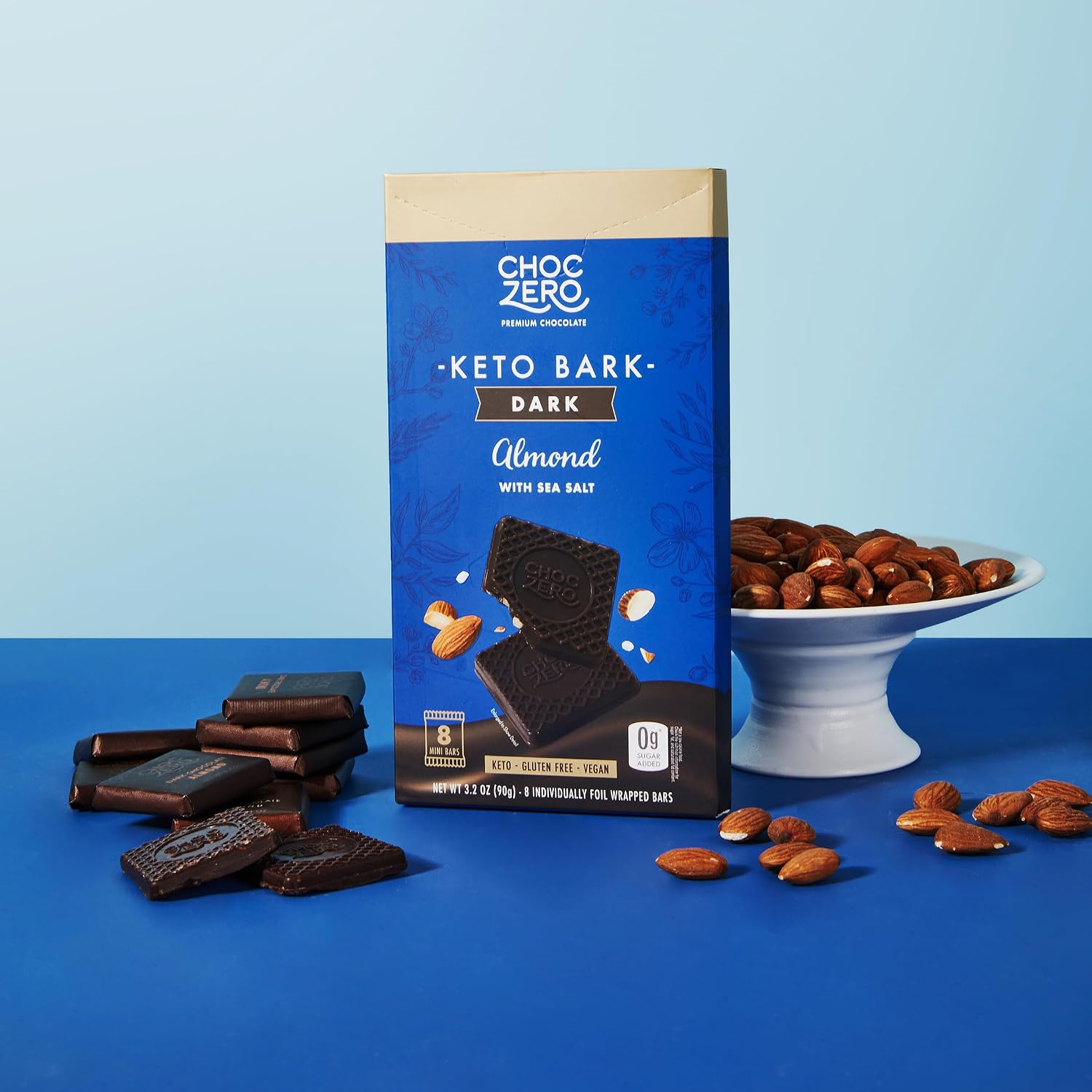 ChocZero 70% Cocoa Sugar Free Dark Chocolate Squares, Vegan, 4 Pack | No Sugar Alcohols, Keto, Low Carb, High Fiber, Gluten Free, 32 Total Candy Squares