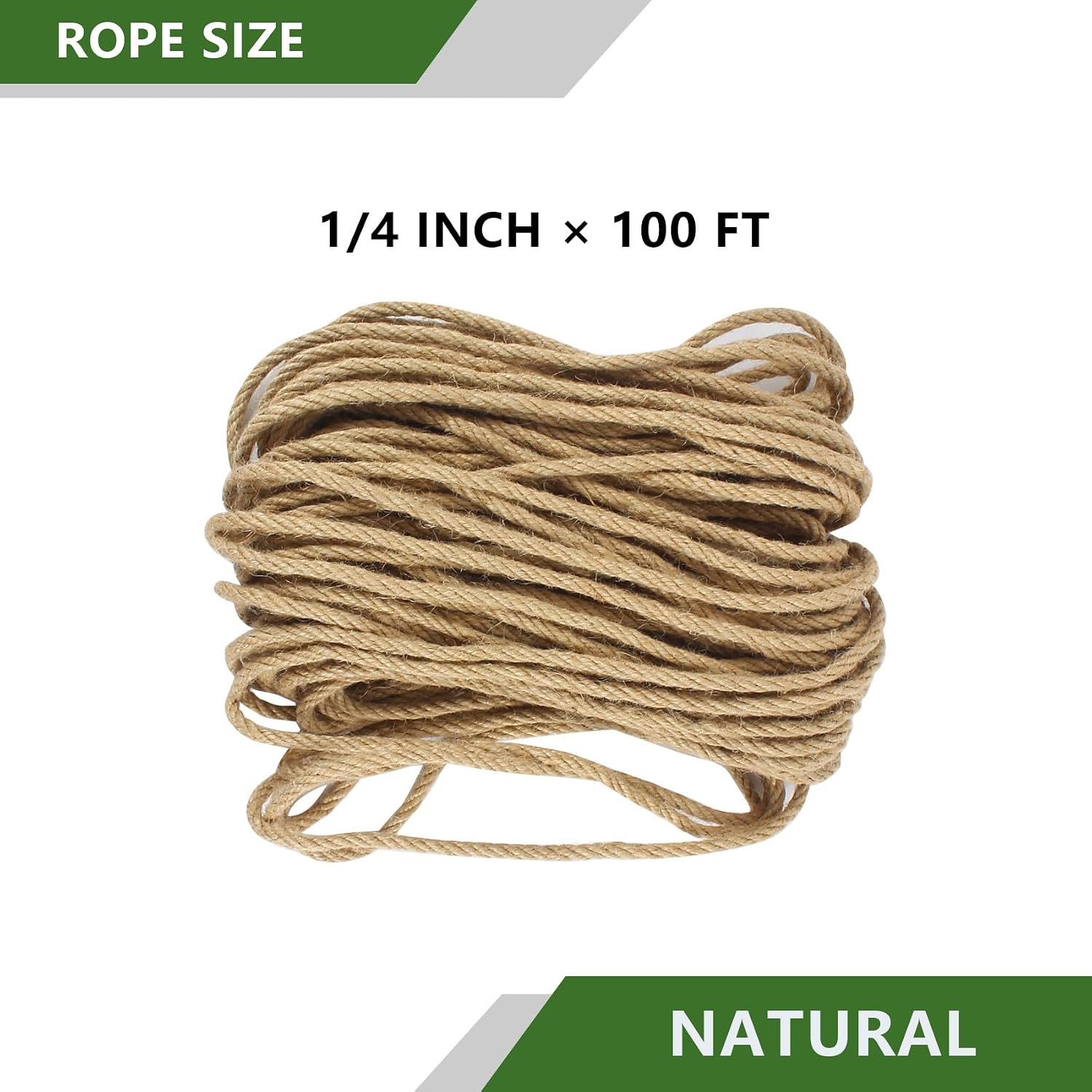 Jute Rope 1 in x 100 ft Thick Twisted Manila Ropes Natural Hemp Rope for Swing Bed, Railing, Crafts, Docks, Tug of War, Decorating, Nautical, Landscaping, Hammock