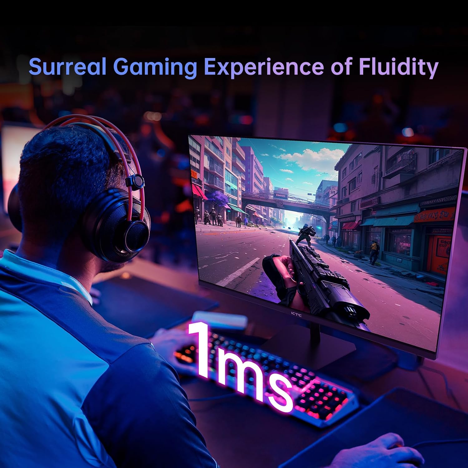 KTC 24.5 Inch Gaming Monitor, 180Hz OC 200Hz Monitor FHD, Fast IPS, H25T7 | 1080P Monitors 1ms, 128% sRGB HDR10, Adaptive Sync, HDMI DP, VESA Tilt Adjustable for Xbox PS5 Switch, HDMI Cable Inc.