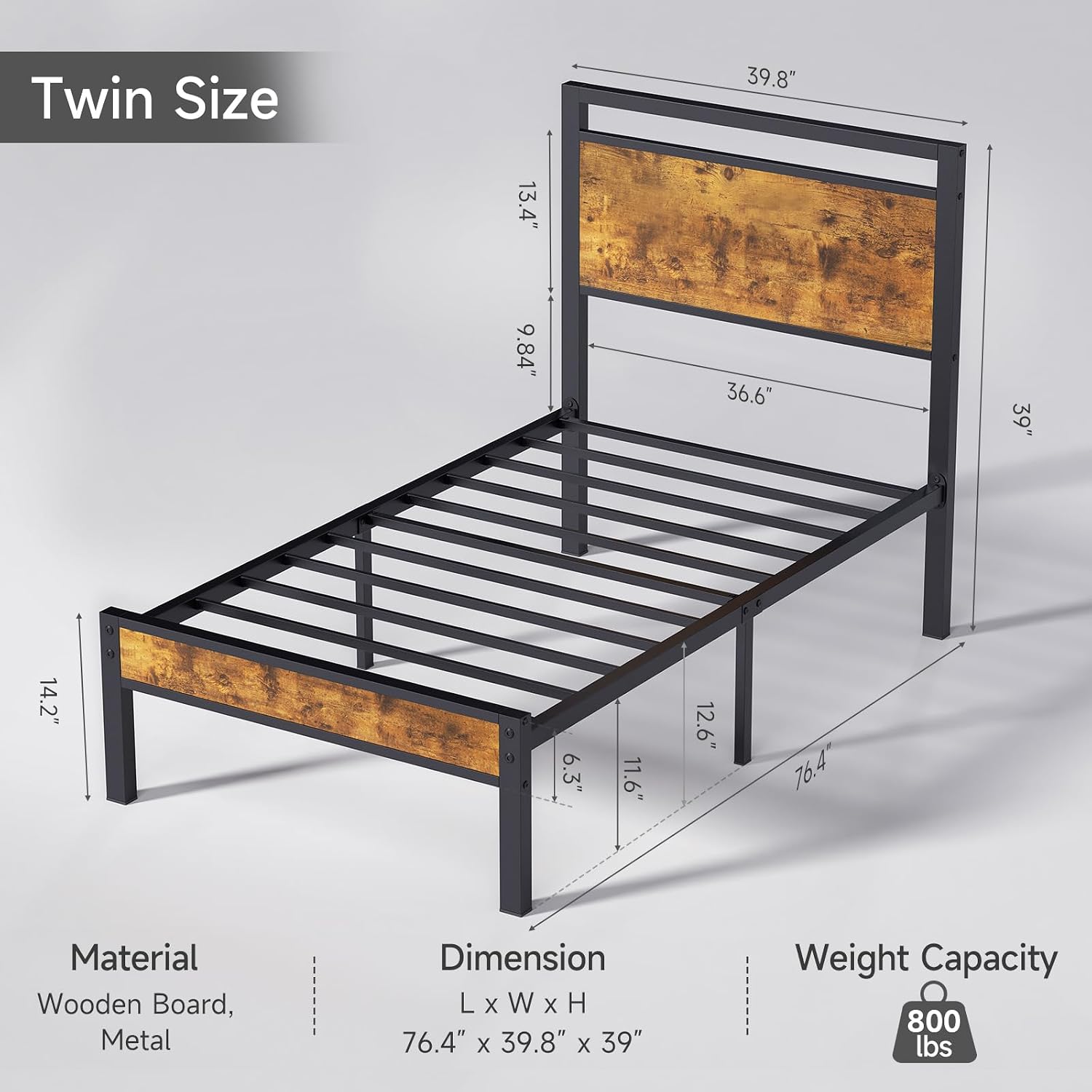 Z-hom Easy Assembly Queen Bed Frame & Headboard Footboard,Underbed Storage | Sturdy Metal Structure,Silent Anti-Slip Support,Under Bed Storage Space,No Box Spring Needed,Modern Bedroom Furniture