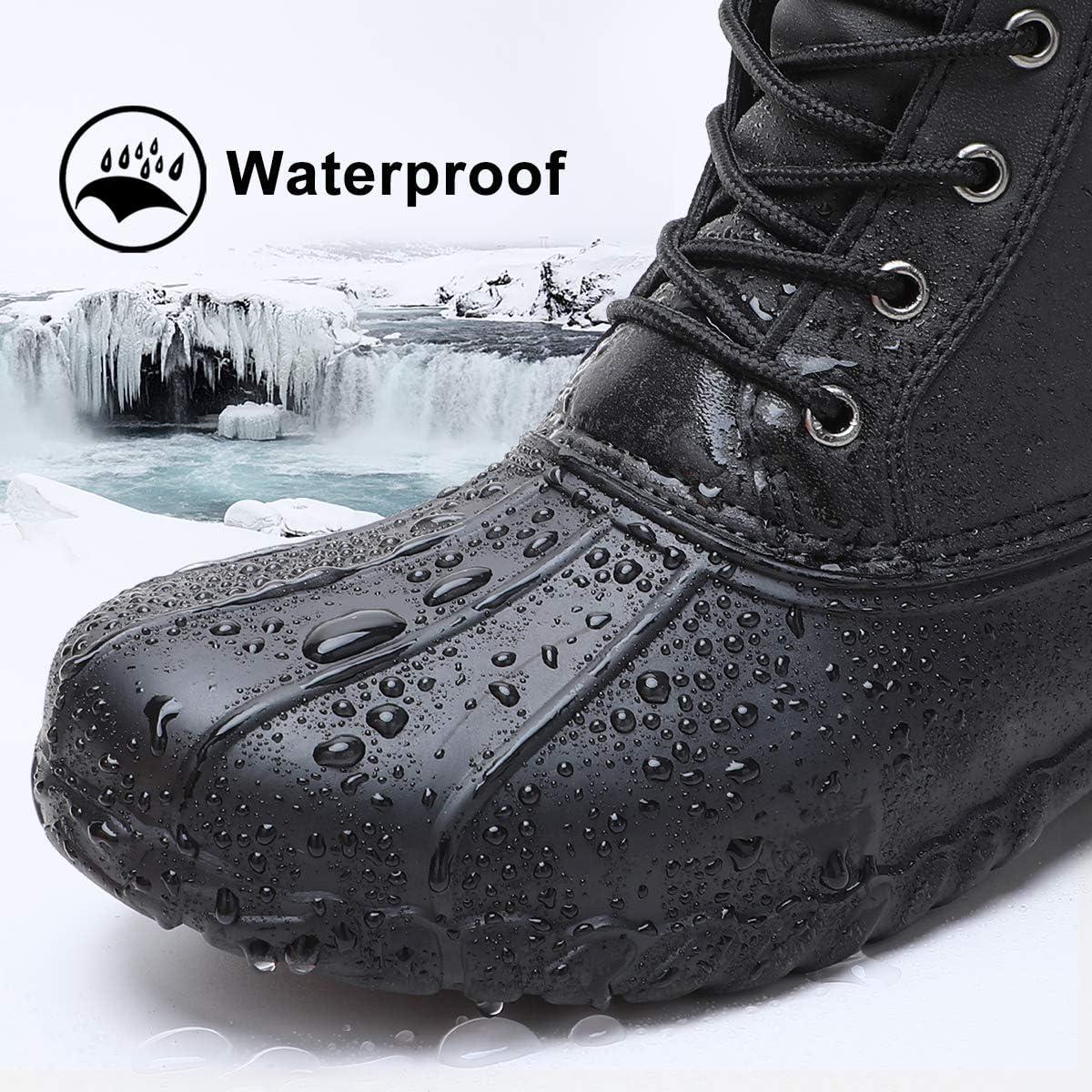 ALEADER Mens Duck Boot | Waterproof Shell | Fur Lined Insulated Winter Snow Boot
