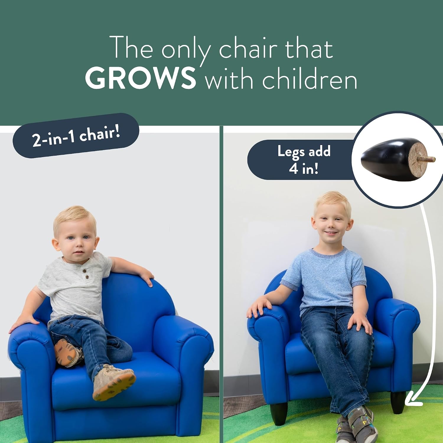 Children's Factory Upholstered Toddler Couch, Sofa, Deep Water
