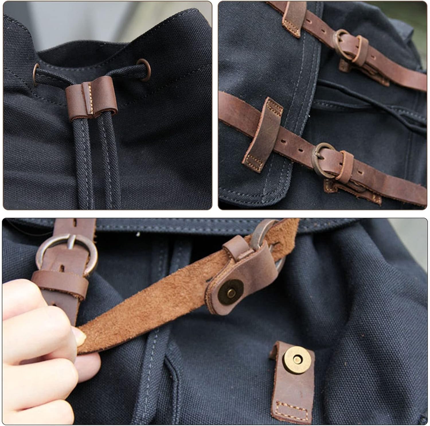AUGUR High Capacity Canvas Vintage Backpack - for School College Hiking Travel 12-17" Laptop
