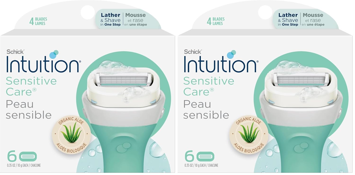 INTUITION Schick Refill, Razors for Women Sensitive Skin | Intuition Razor Blades Refill with Organic Aloe, Razor Refills , 6 Count (Pack of 1)