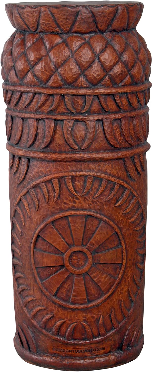 Design Toscano Grand Tiki Face Kanaloa Teeth Indoor/Outdoor Side Table Statue, Patio, Bar, Den, 20 inch tall, Cast Stone Resin, Woodtone Finish