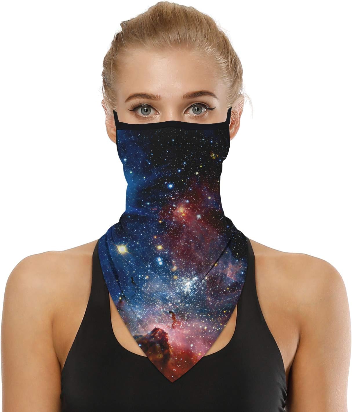 YAYOUREL Neck Gaiter Face Mask Bandanas for Men Women UV Face Scarf Cover Ear Loop Hole Facemask for Fishing Running Cycling