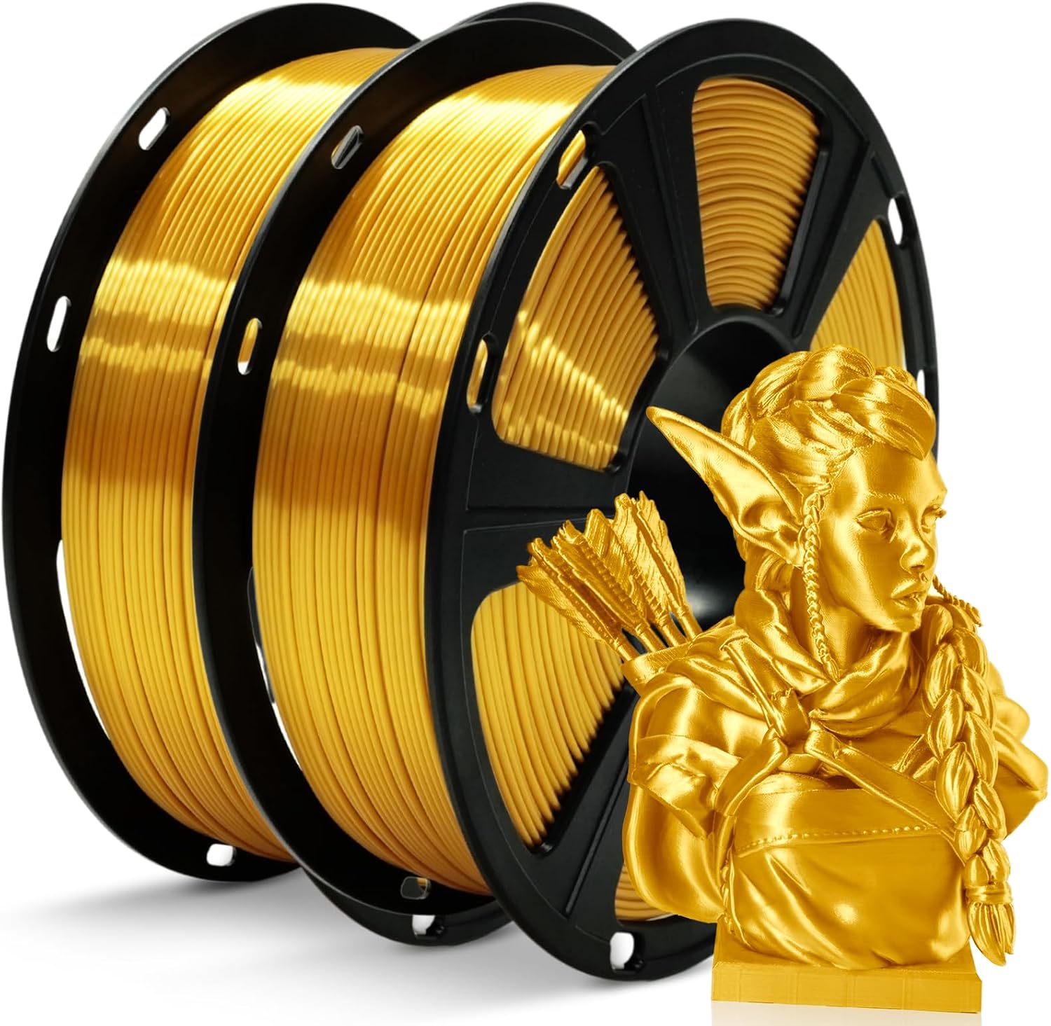 GIANTARM 3D Printer Filament, Silk Gold Pla Filament, 1Kg(2.2lbs) Spool, 1.75mm Dimension Accuracy +/- 0.03mm, 3D Printing Filament