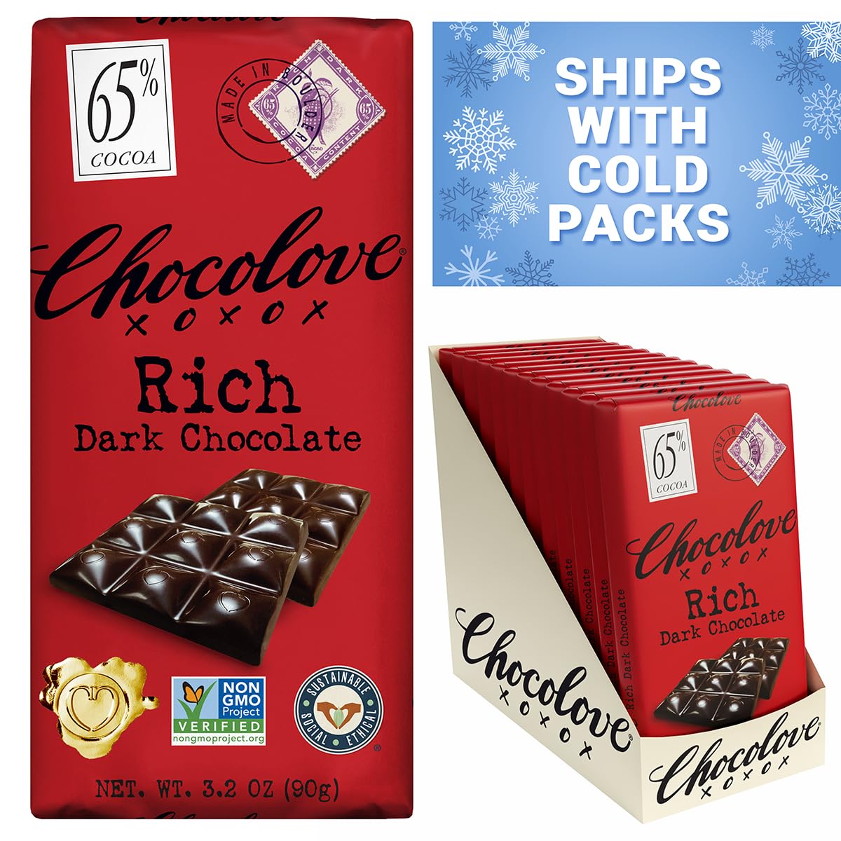 Chocolove Extreme Dark Chocolate Bars | 88% Cocoa | Rich and Intense Flavor | Made with Premium Dark Chocolate | Non-GMO & Gluten-Free, 3.2 oz Bar (12 Pack)