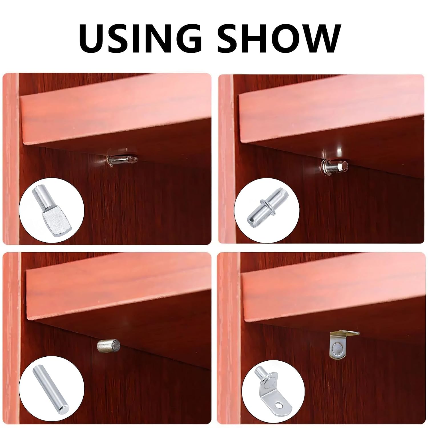 120Pcs Shelf Pins Kit, 4 Styles Nickel Plated Shelf Support Pegs