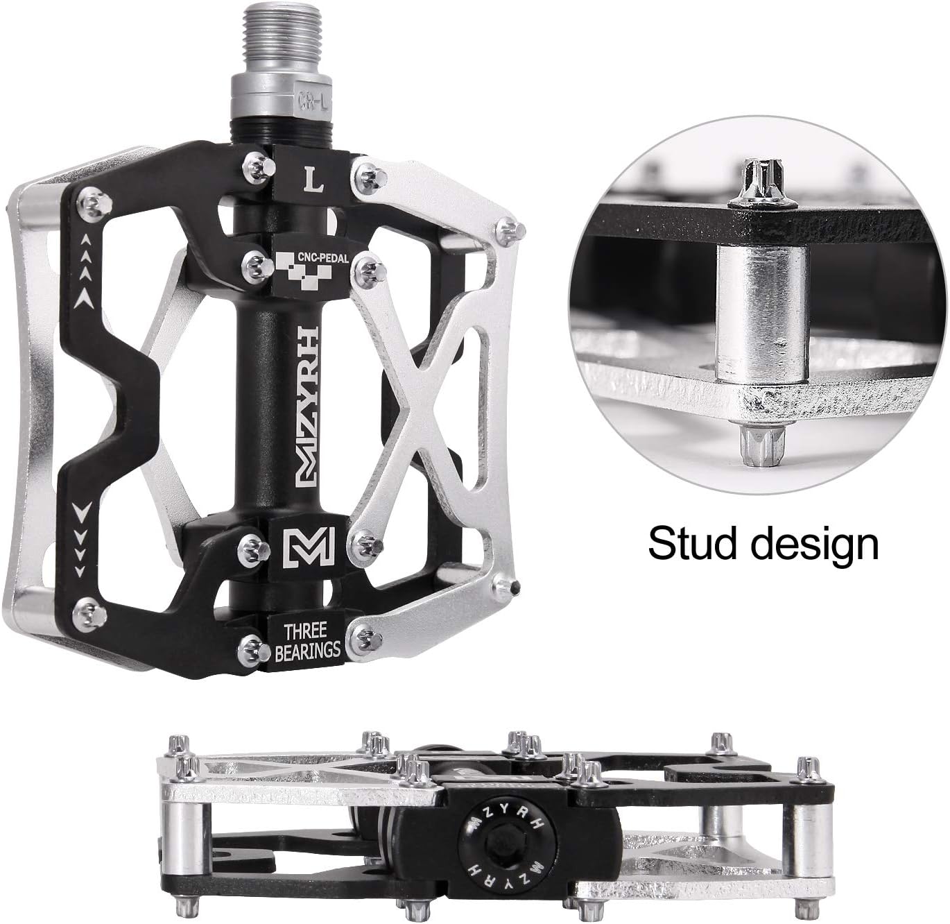 MZYRH Mountain Bike Pedals, Ultra Strong Colorful CNC Machined 9/16" Cycling Sealed 3 Bearing Pedals