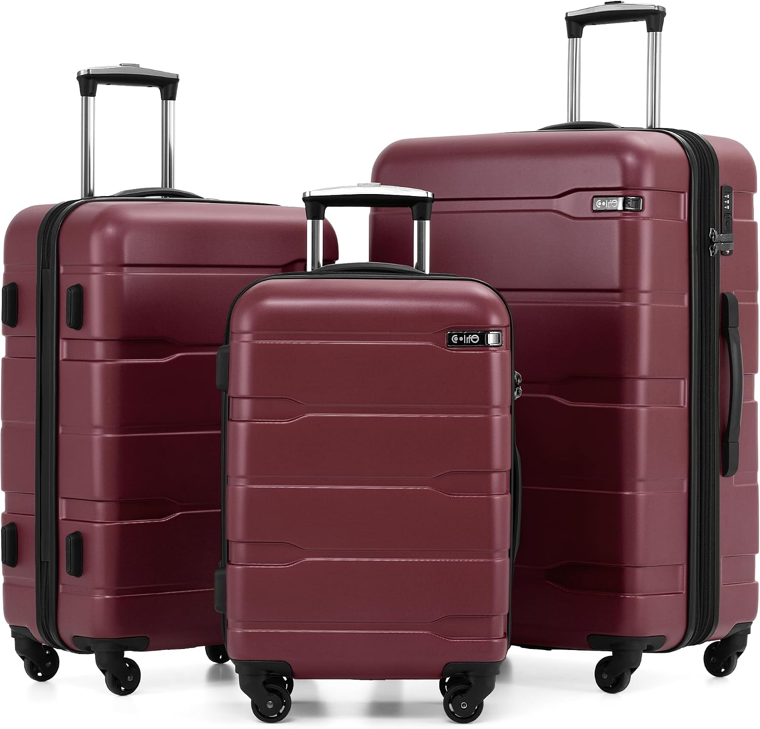 Coolife Medium Checked Luggage Hardside Suitcase with Spinner Wheels, 24in | Lightweight ABS+PC, Rolling Travel Suitcase with TSA Lock, Spinner Wheels, Durable Zipper, Charcoal