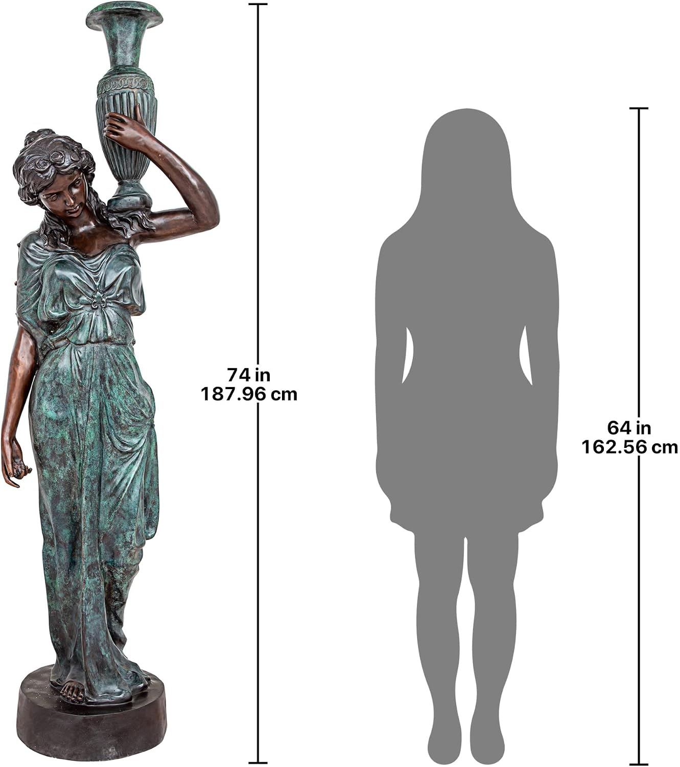 Design Toscano Dione the Divine Greek Water Woman Indoor/Outdoor Garden Statue, Medium, 22 inches tall, Cast Stone Resin, Antique Stone Finish