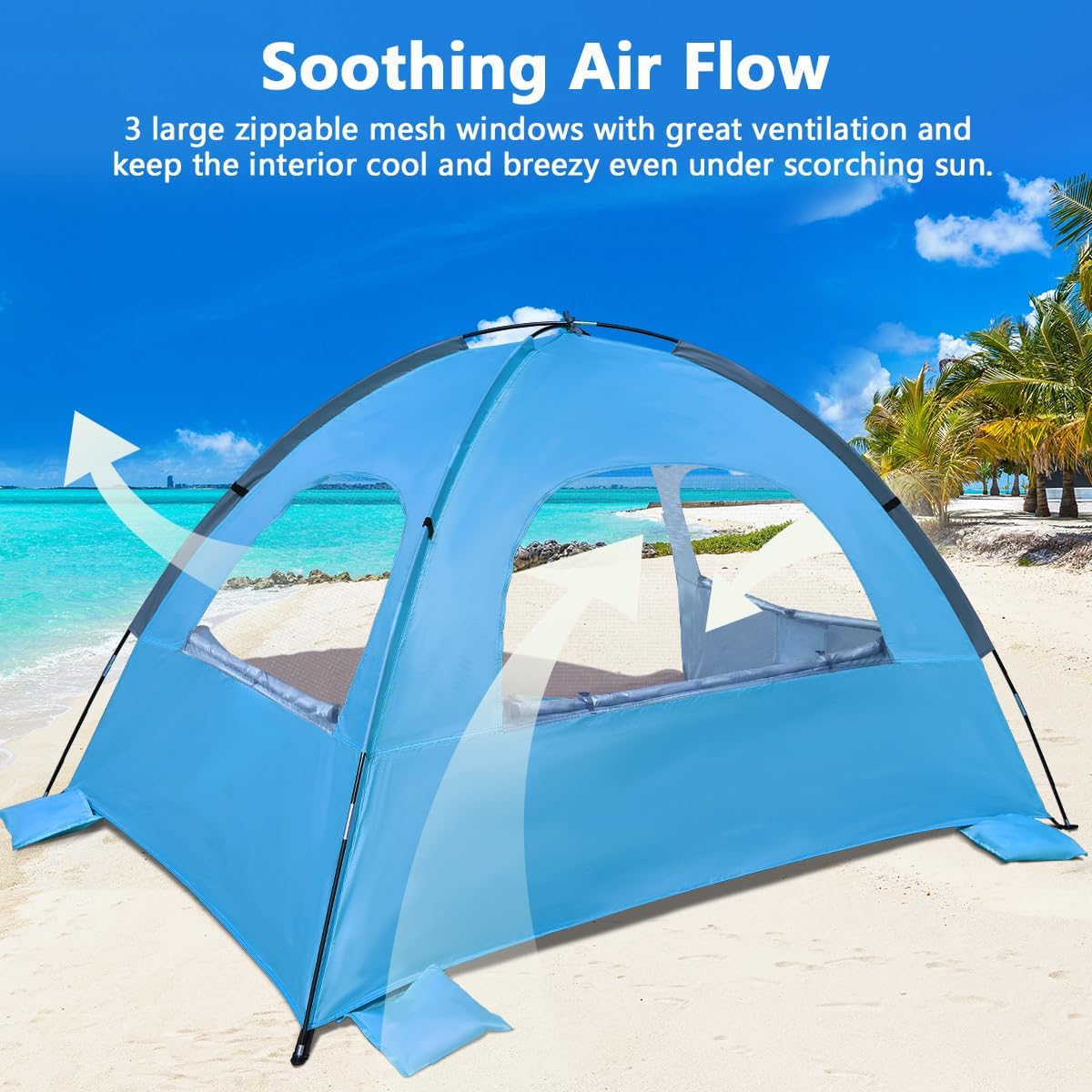 NXONE Beach Tent Sun Shelter, UPF 50+ UV Protection, Easy Setup