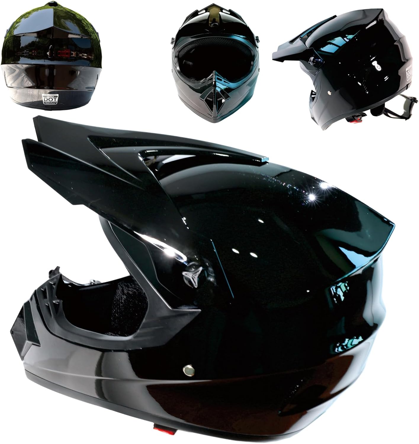 Dirt Bike Helmets Black Fullface DOT Motorcycle E Bike ATV Helmet