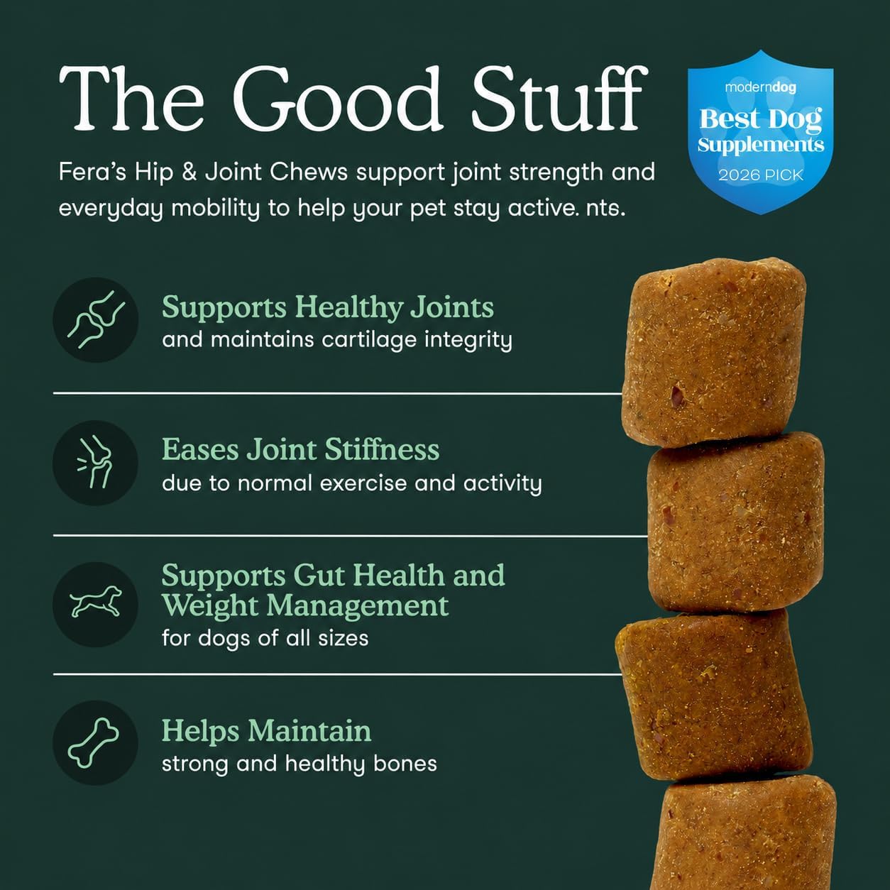 Fera Pets Hip & Joint Supplement for Dogs with Glucosamine, 90 Soft Chews | Fera Pets Hip & Joint Supplement for Dogs with Glucosamine, 90 Soft Chews