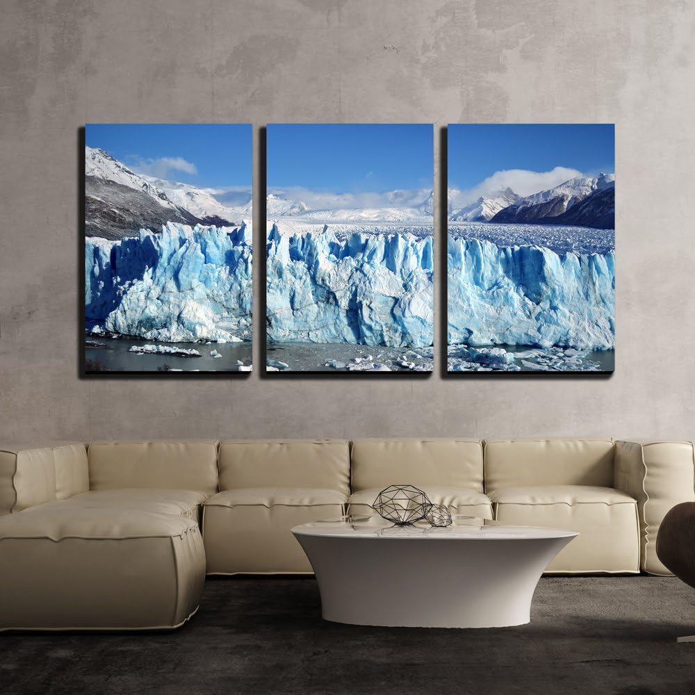 wall26 - 3 Piece Canvas Wall Art - Blue Ocean Waves - Modern Home Art Stretched and Framed Ready to Hang - 16"x24"x3 Panels
