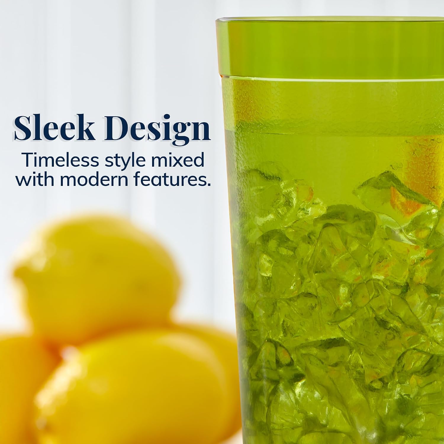 US Acrylic Cafe Plastic Reusable Tumblers (Set of 16) 20-ounce Water Cups Coastal Colors | Restaurant Style Drinking Glasses Value Set, Stackable, BPA-free, Made in the USA | Top-rack Dishwasher Safe