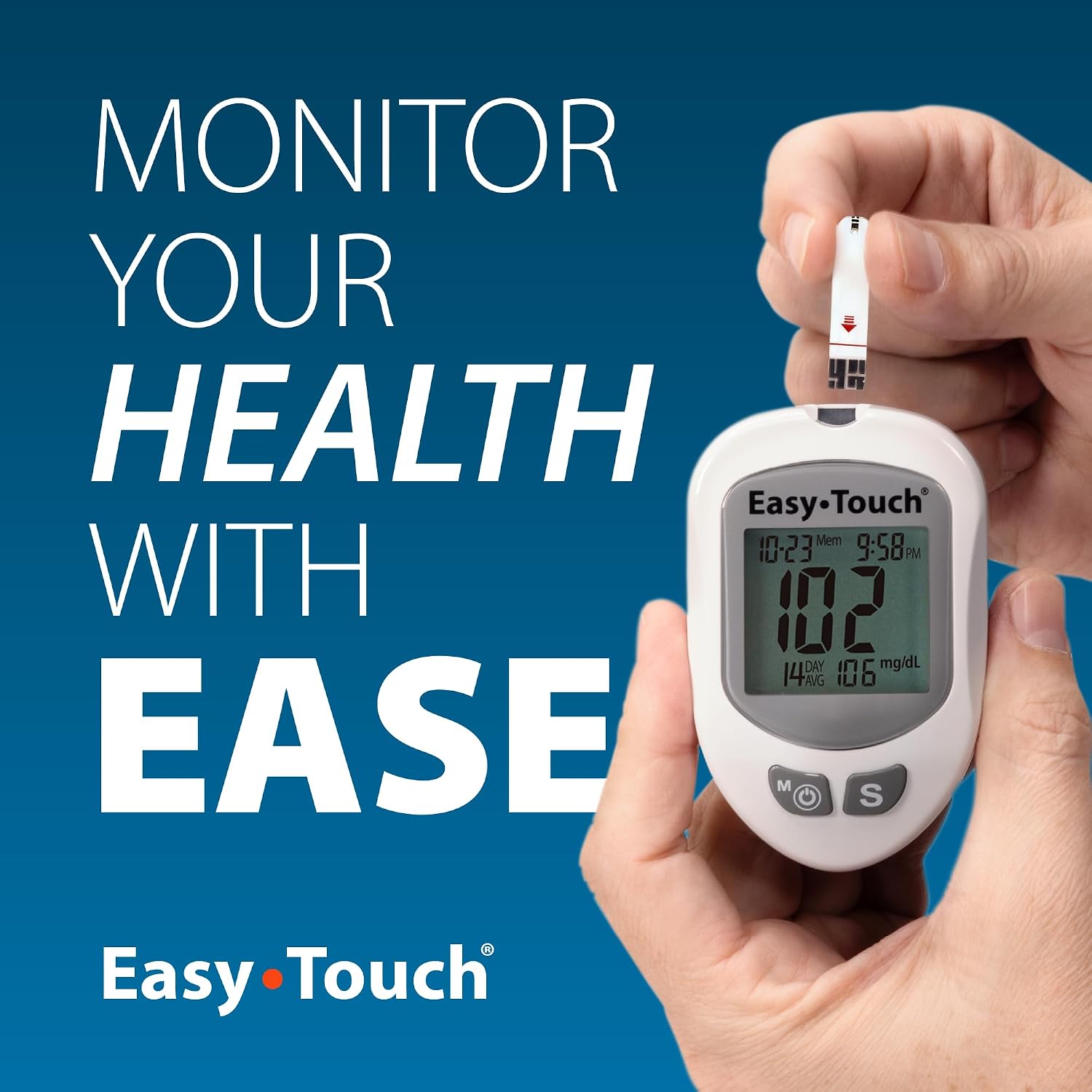 EasyTouch Blood Glucose Monitoring System (Test Strips Sold Separately) | Fast, Accurate, Easy-to-Use Meter for Daily Testing, Includes Meter