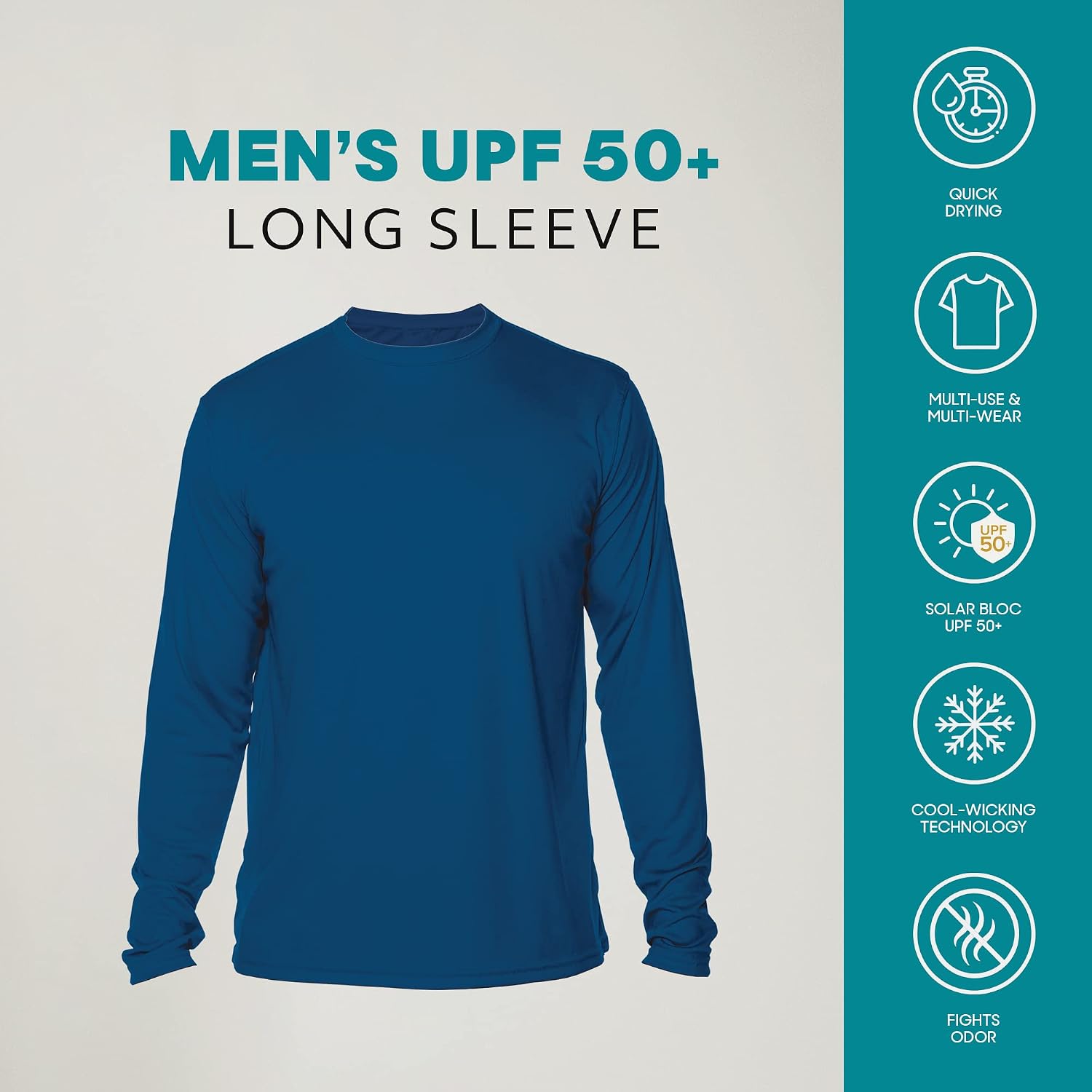 Vapor Apparel Men's Outdoor UPF 50+ Long Sleeve T-Shirt, UV Sun Protection for Fishing, Running, Hiking, Swimming