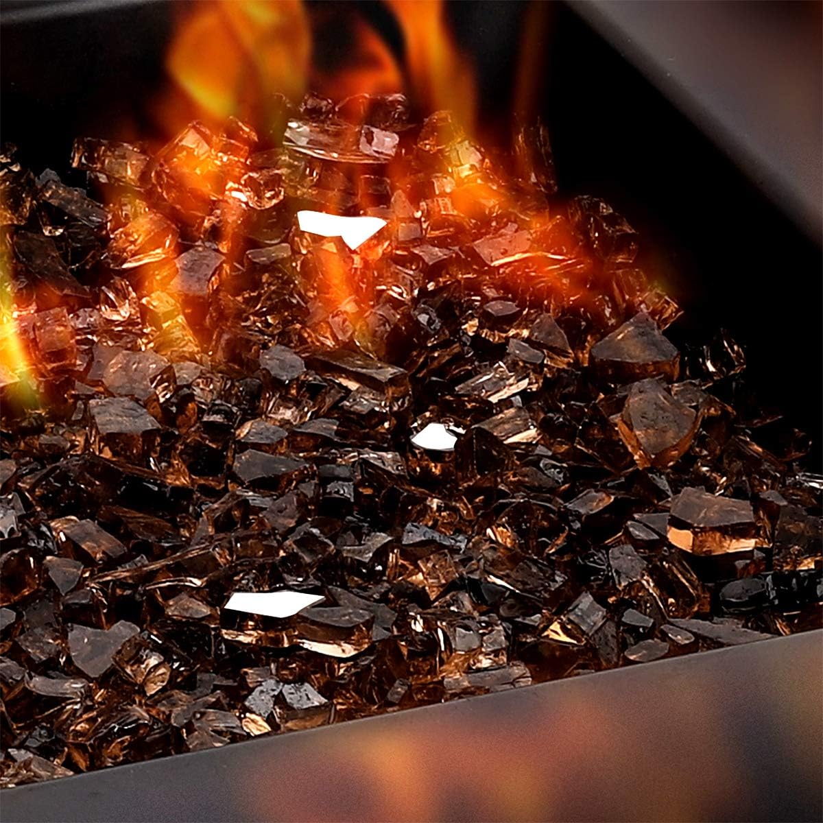 Onlyfire 10 lbs Fire Glass Rocks for Gas Propane Fire Pit and Fireplace