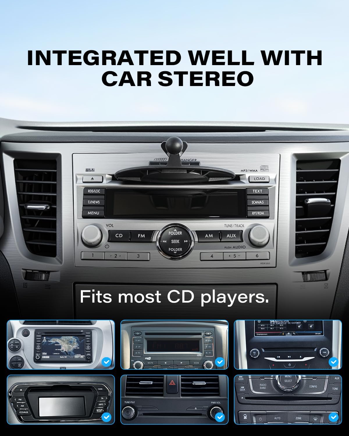 APPS2Car CD Slot GPS Mount for Car, Compatible with 17mm Ball GPS Devices | Replacement GPS Car Mount with Screw-Lock CD Slot Base
