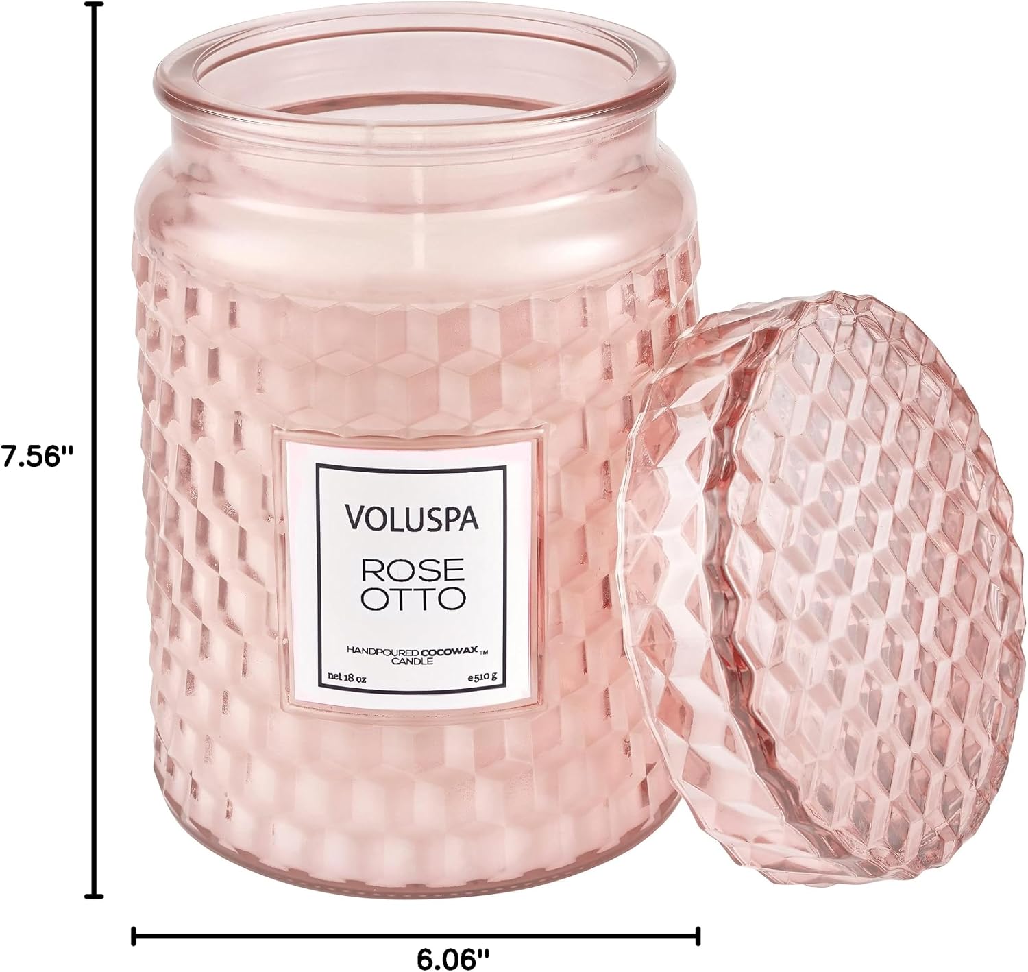 Voluspa Milk Rose, Large Candle Jar, 18 Ounce, 100 Hour Burn Time, Coconut Wax for Clean Burning, Handcrafted in the USA
