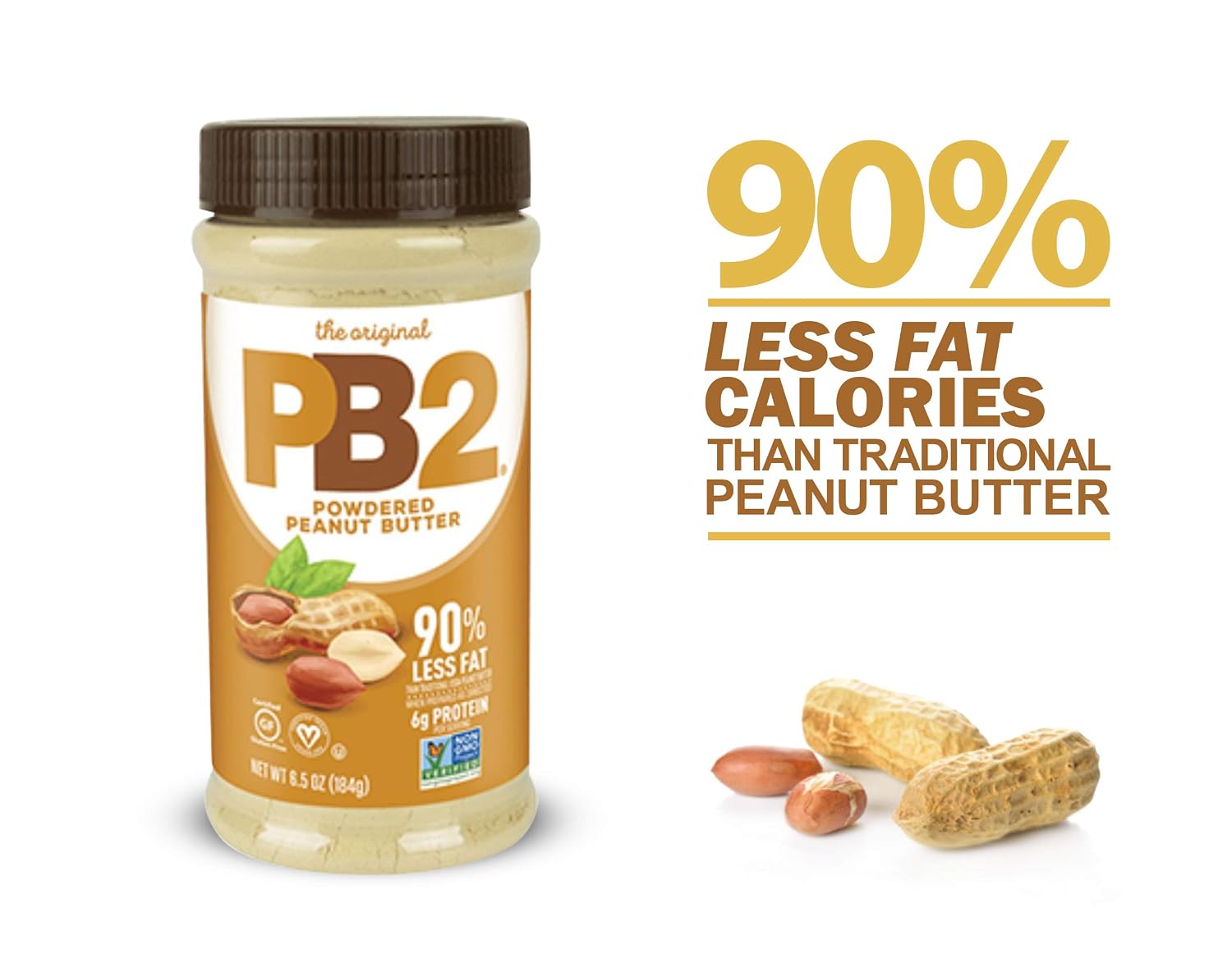 PB2 Powdered Peanut Butter Bundle - Original PB2 and Cocoa PB2 Peanut Butter Powder (Two 16oz Jars)
