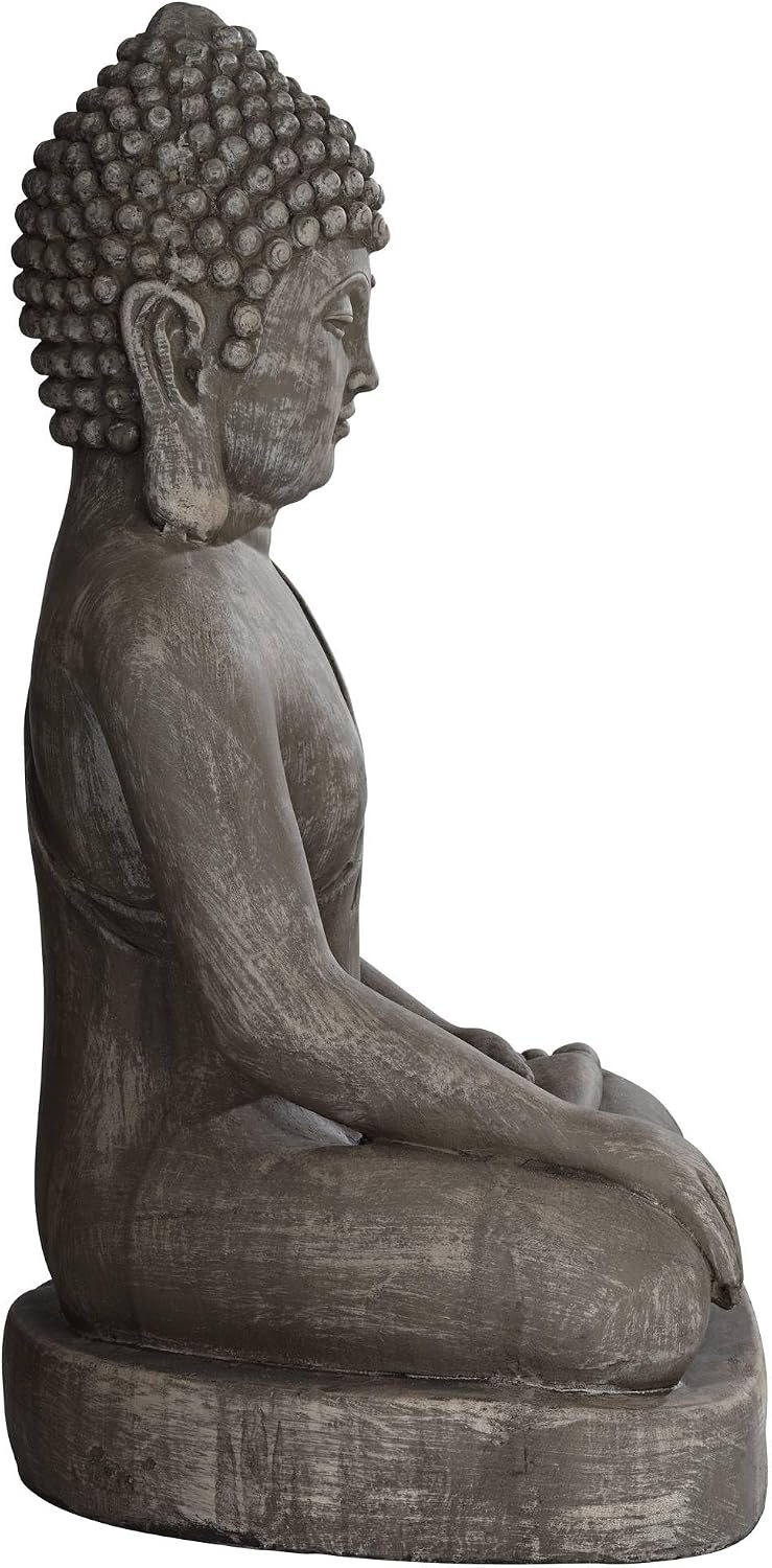 John Timberland Sitting Buddha 29 1/2" High Sandstone Outdoor Statue | Sculpture Zen Asian Japanese Garden Decor Front Porch Patio Yard Outside Home Balcony House Exterior Weathered Light Finish