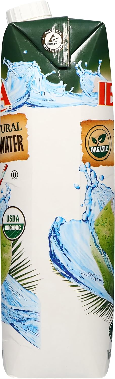 Iberia 100% Pure Organic Coconut Water, 1 Liter , 33.8 Fl Oz (Pack of 3)