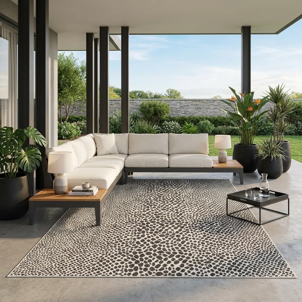 Unique Loom Outdoor Collection Area Rug - Cape Town (9' x 12' Rectangle, Blue/Ivory)