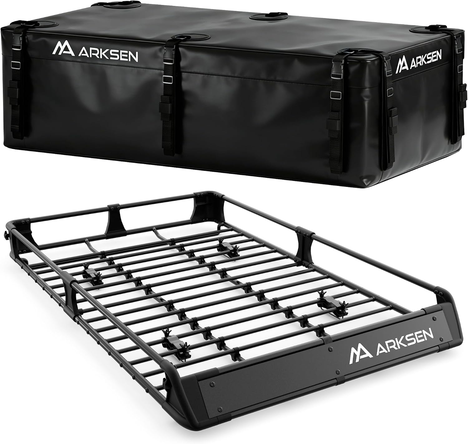 2-in-1 Foldable Fairing Roof Rack Cargo Basket (Deflector & Flat Mode), 64" x 39" Heavy Duty Steel Rooftop Carrier, 250 lbs Max Load, Fits SUV Truck Pickup for Kayaks, Canoes & Luggage