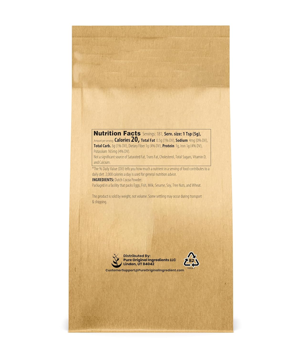 Pure Original Ingredients Cocoa Powder (2 lb) Pure Dutch Process