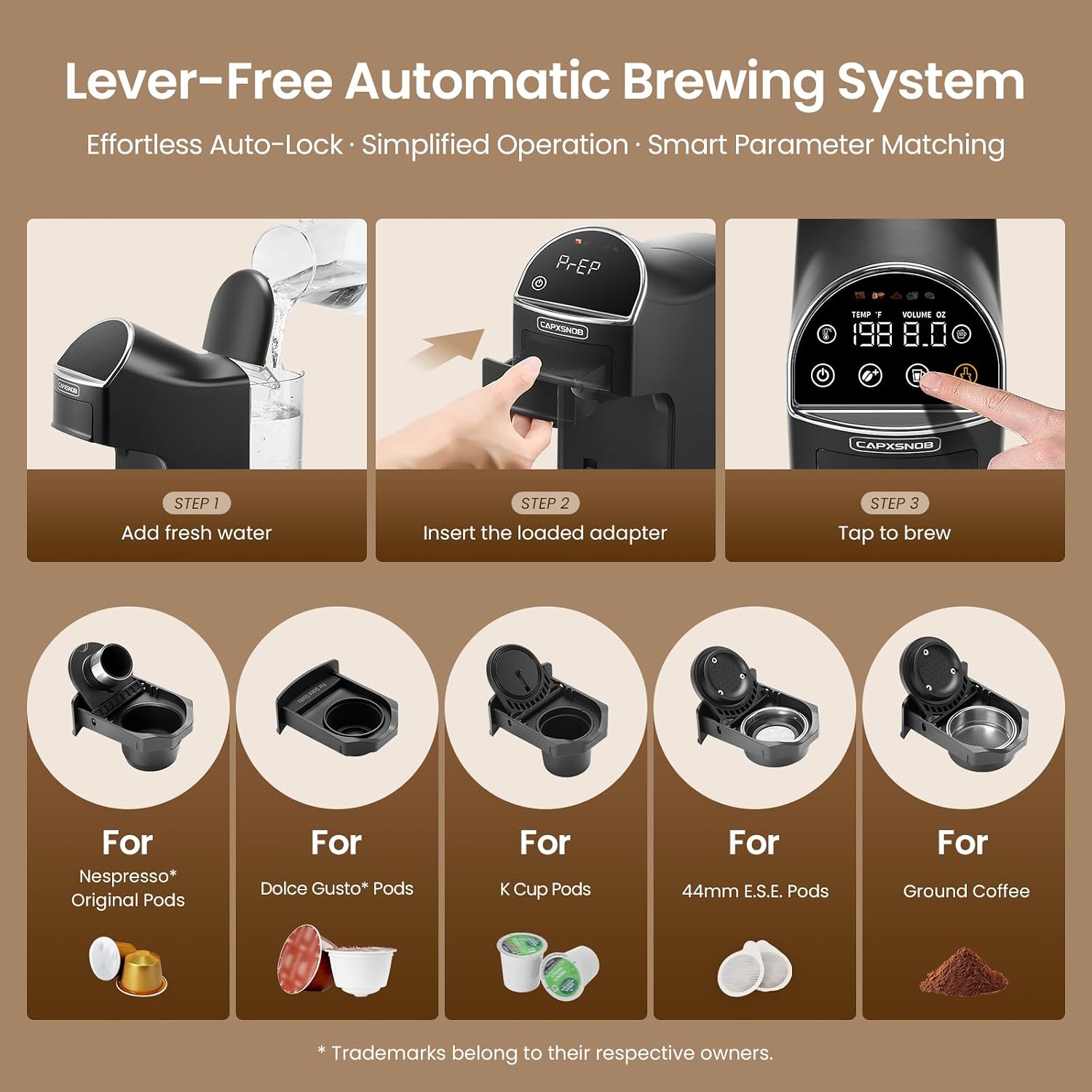 Magician2 5-in-1 Mini Coffee Maker & Machine | 20 Bar, LED Touch, 42oz Tank | Fits K Cup/Nespresso/Dolce Gusto & ESE Pods, Touchscreen & Pods Recognition, Adjustable Temp/Volume, For Kitchen/Office/Dorm