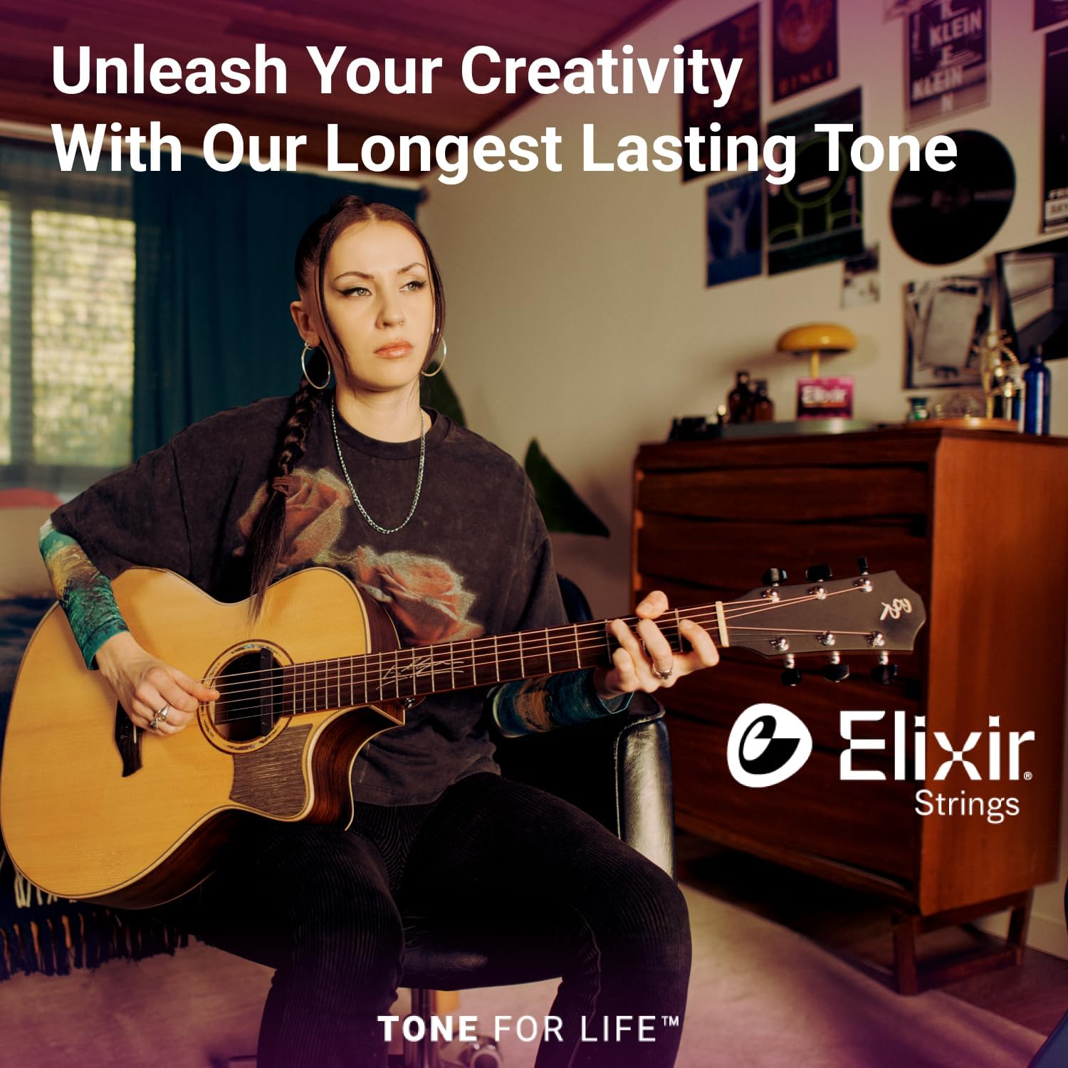 Elixir Strings, Acoustic Guitar Strings, 80/20 Bronze with POLYWEB Technology, Longest-Lasting Warm Tone with Comfortable Feel, 6 String Set