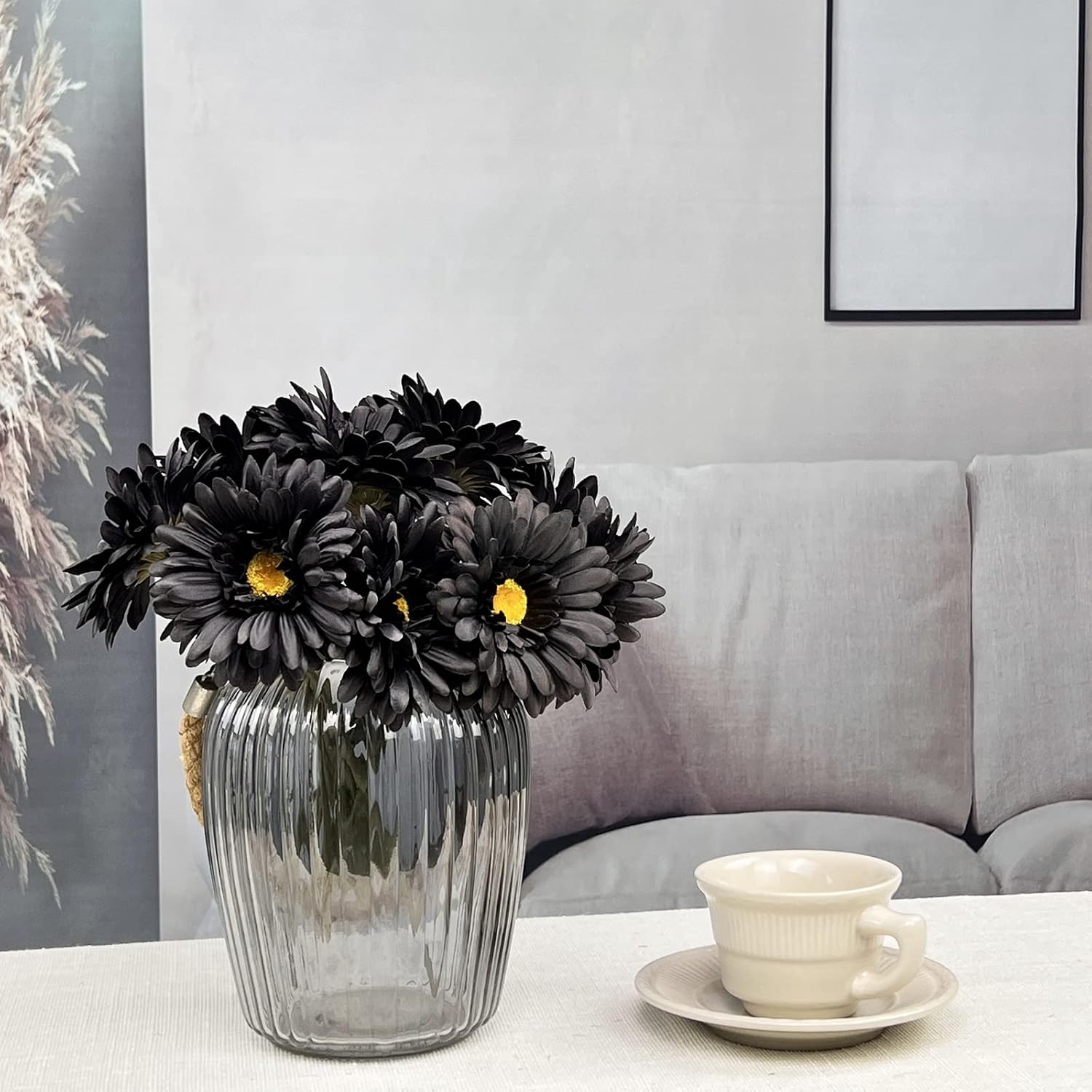 TOPIA Artificial African Daisies Flowers African Daisy Silk Flowers Artificial Gerbera Daisies Pack of 10 (Yellow)