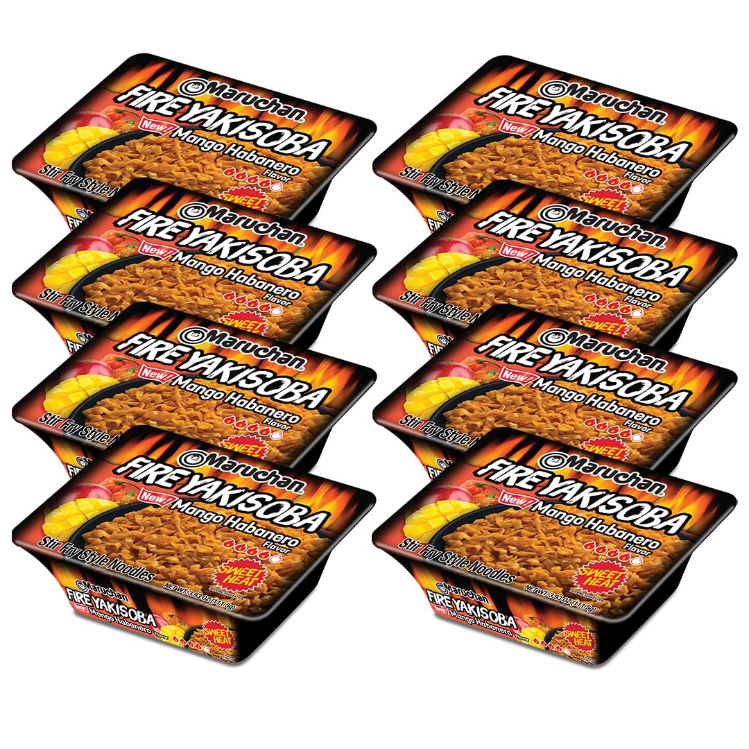 Maruchan Yakisoba, Spicy Chicken Flavor – Stir-Fried Japanese Instant Ramen Noodles, High Protein Microwavable Meal – 4.11 Oz. (8 Pack)