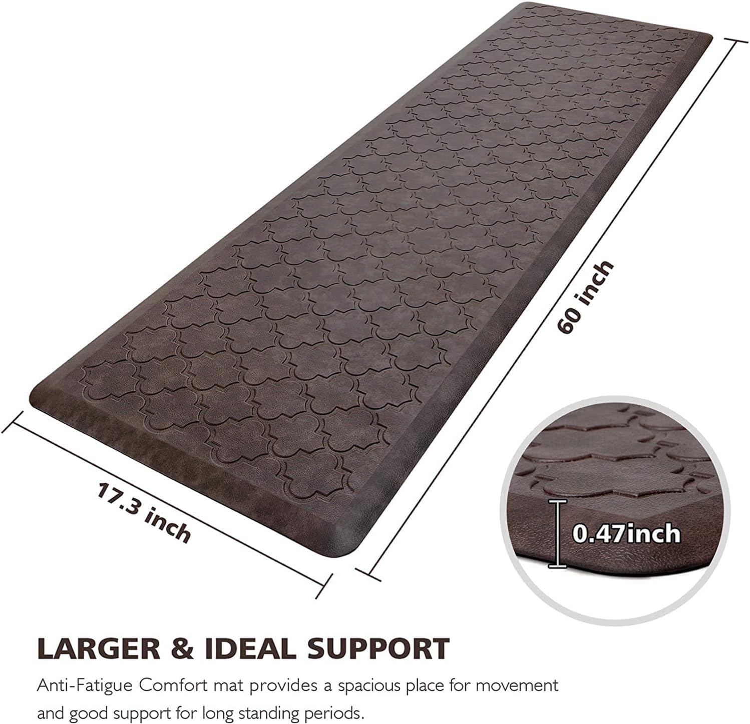 WISELIFE Kitchen Mat Cushioned Anti Fatigue Floor Mat, 17.3"x60", Thick Non Slip Waterproof Kitchen Rugs and Mats, Standing Mat for Floor, Home