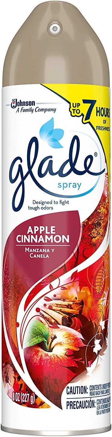 Glade Air Freshener Spray 8 Oz Collection 4 Flavors: Lavender & Peach Blossom, Hawaiian Breeze, Clean Linen & Apple Cinnamon. Pack of 4.
